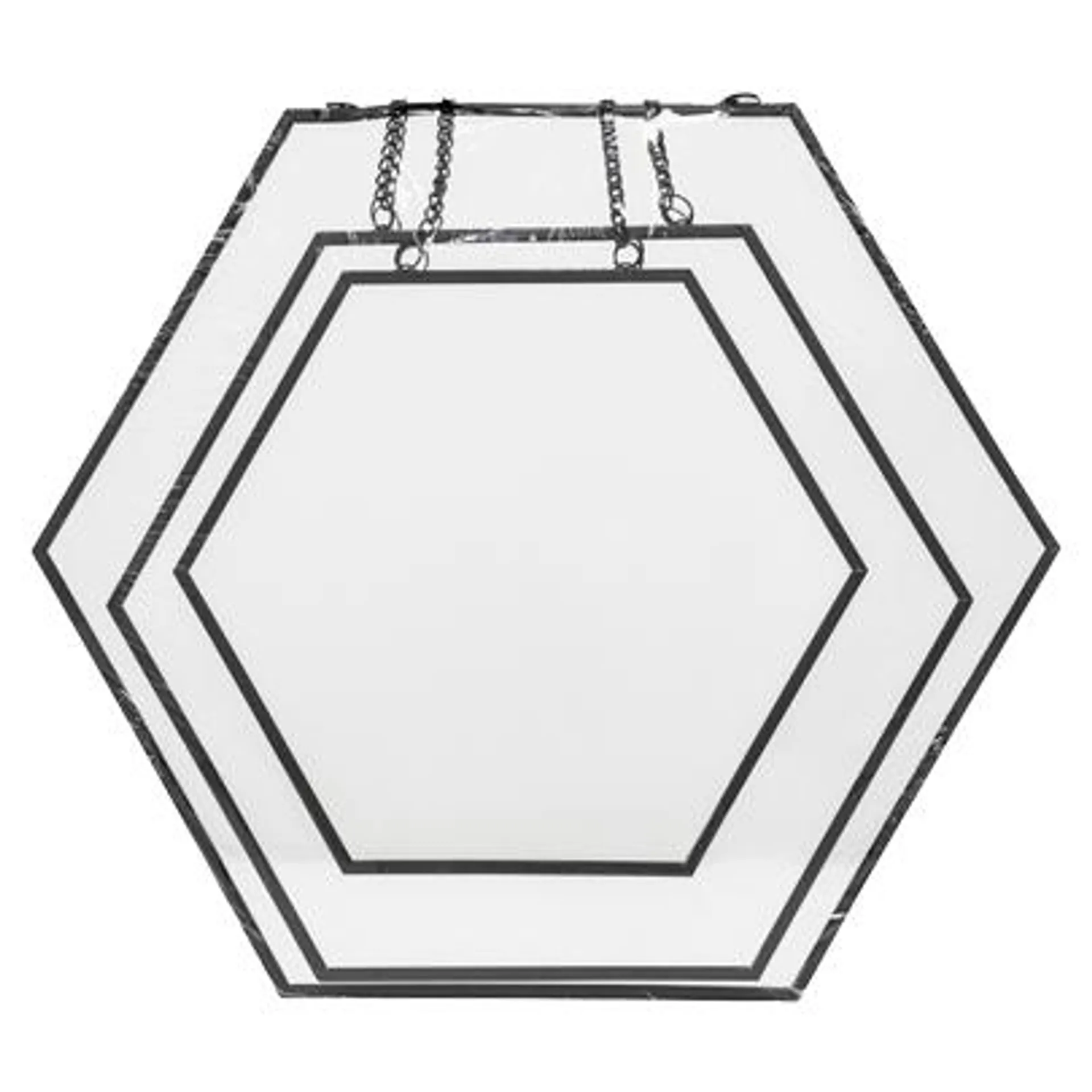 3 miroirs hexagonaux noir + chaine