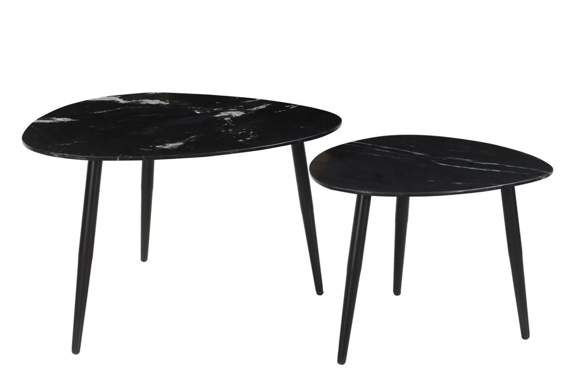 Tables basses gigognes ovales en marbre noir et métal (lot de 2) PLATZ