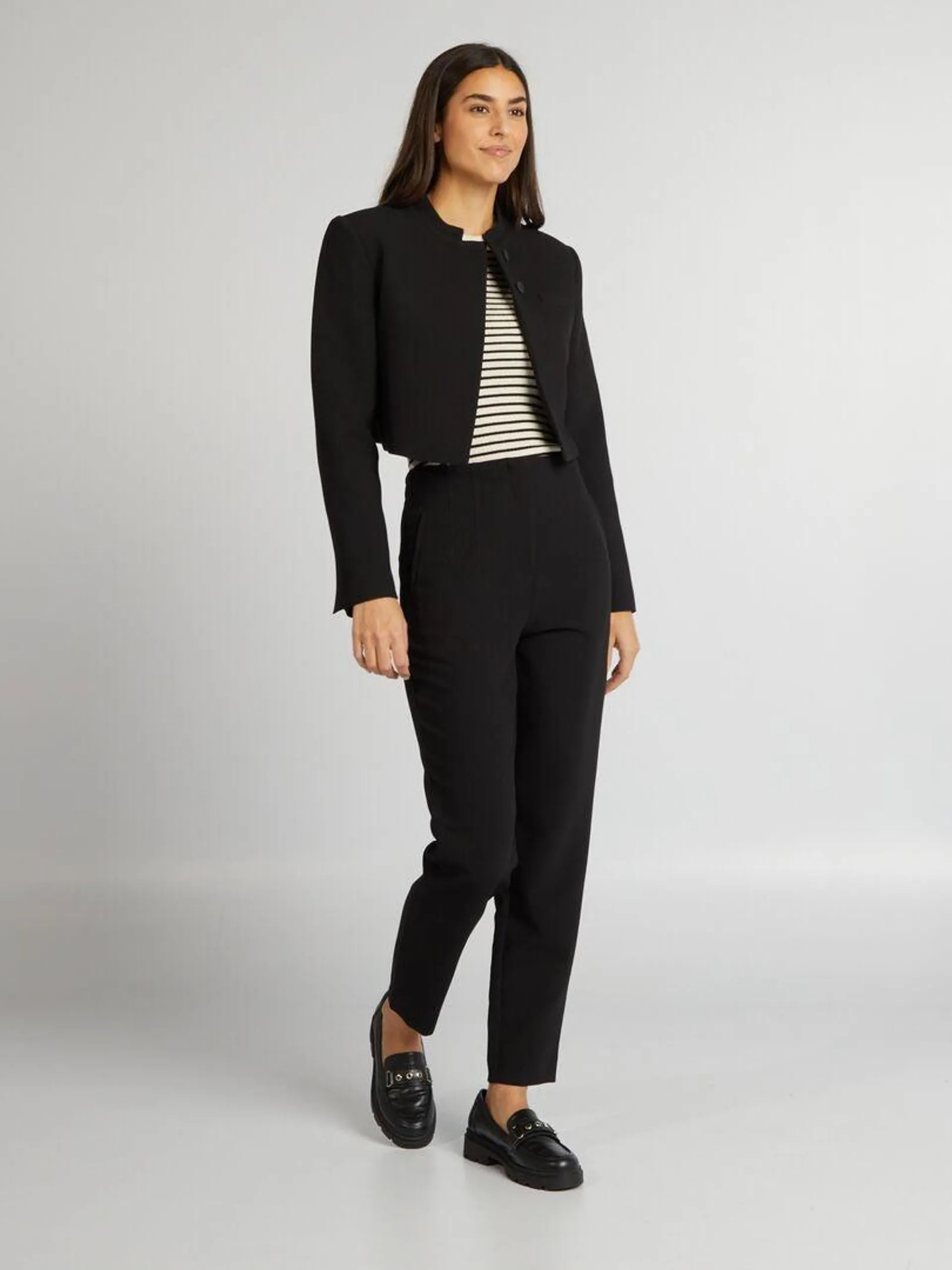 Pantalon droit taille haute - noir