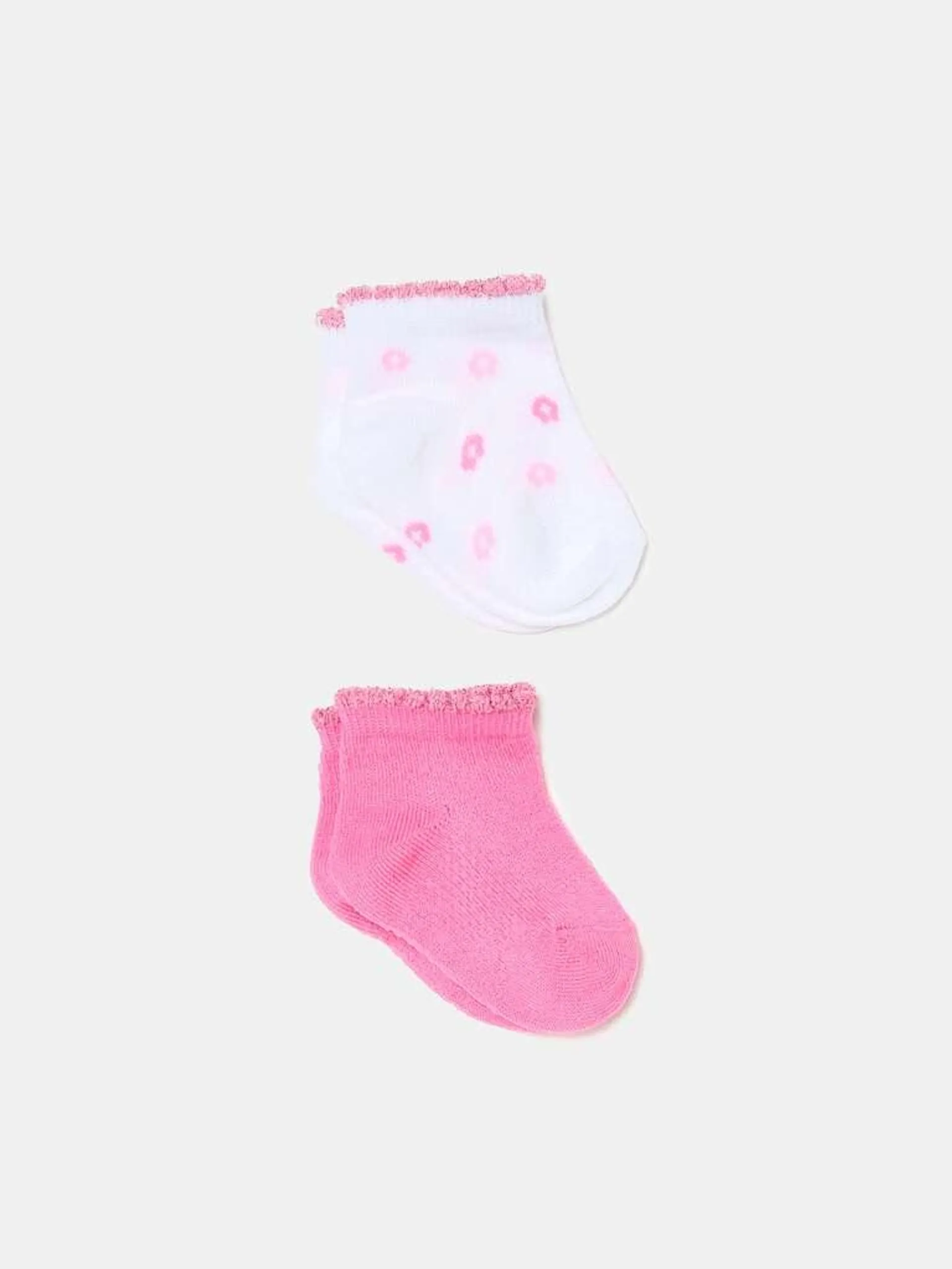 Two-pair pack stretch socks with lurex Blanc/rose