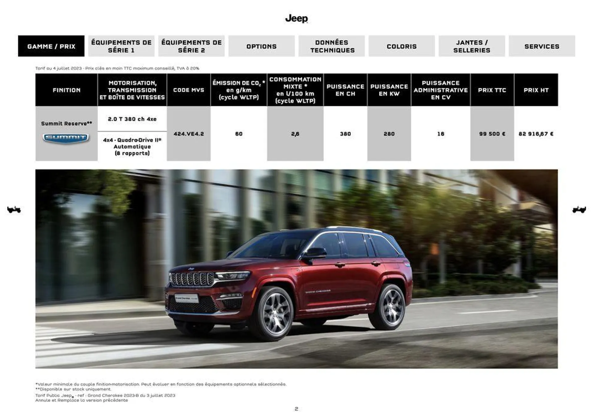 JEEP GRAND CHEROKEE 4XE HYBRIDE RECHARGEABLE MY23 du 9 septembre au 31 août 2025 - Catalogue page 2