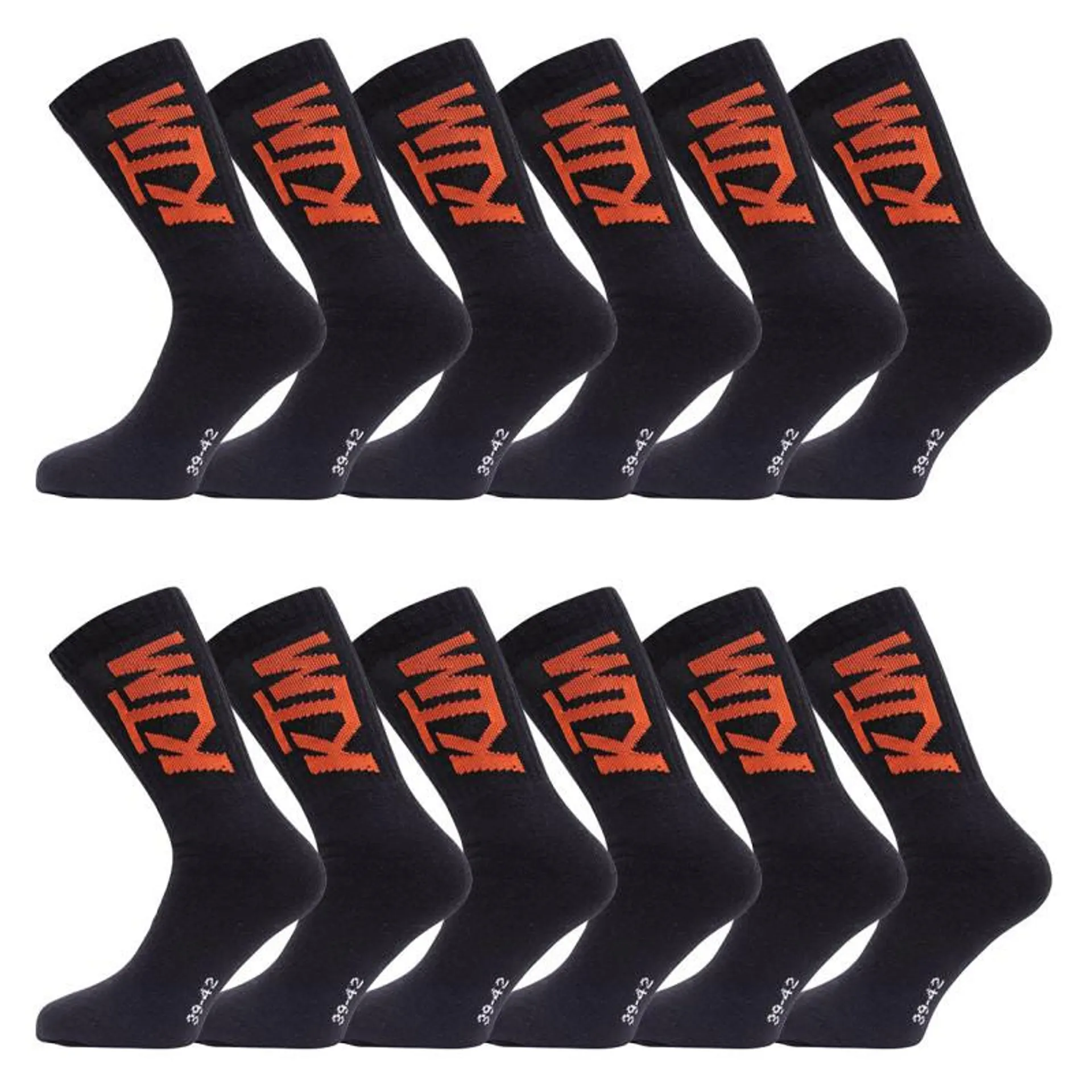 Lot de 12 paires de chaussettes tennis noires KTM homme