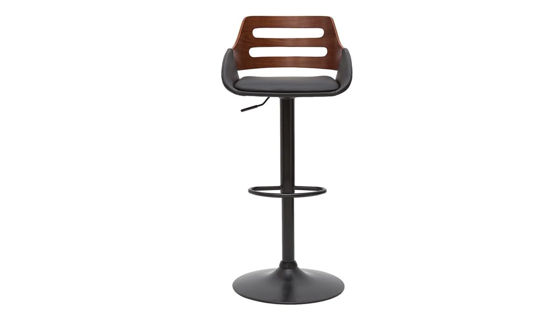 Tabouret de bar relevable design noir et noyer PERNIK