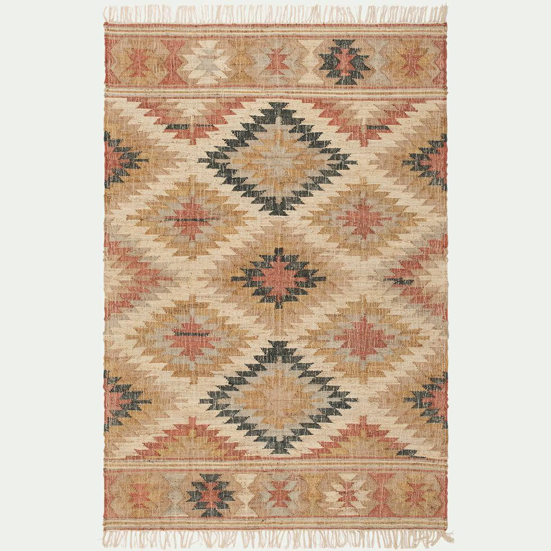 KAIS Tapis tissé en jute et coton - beige 200x290cm