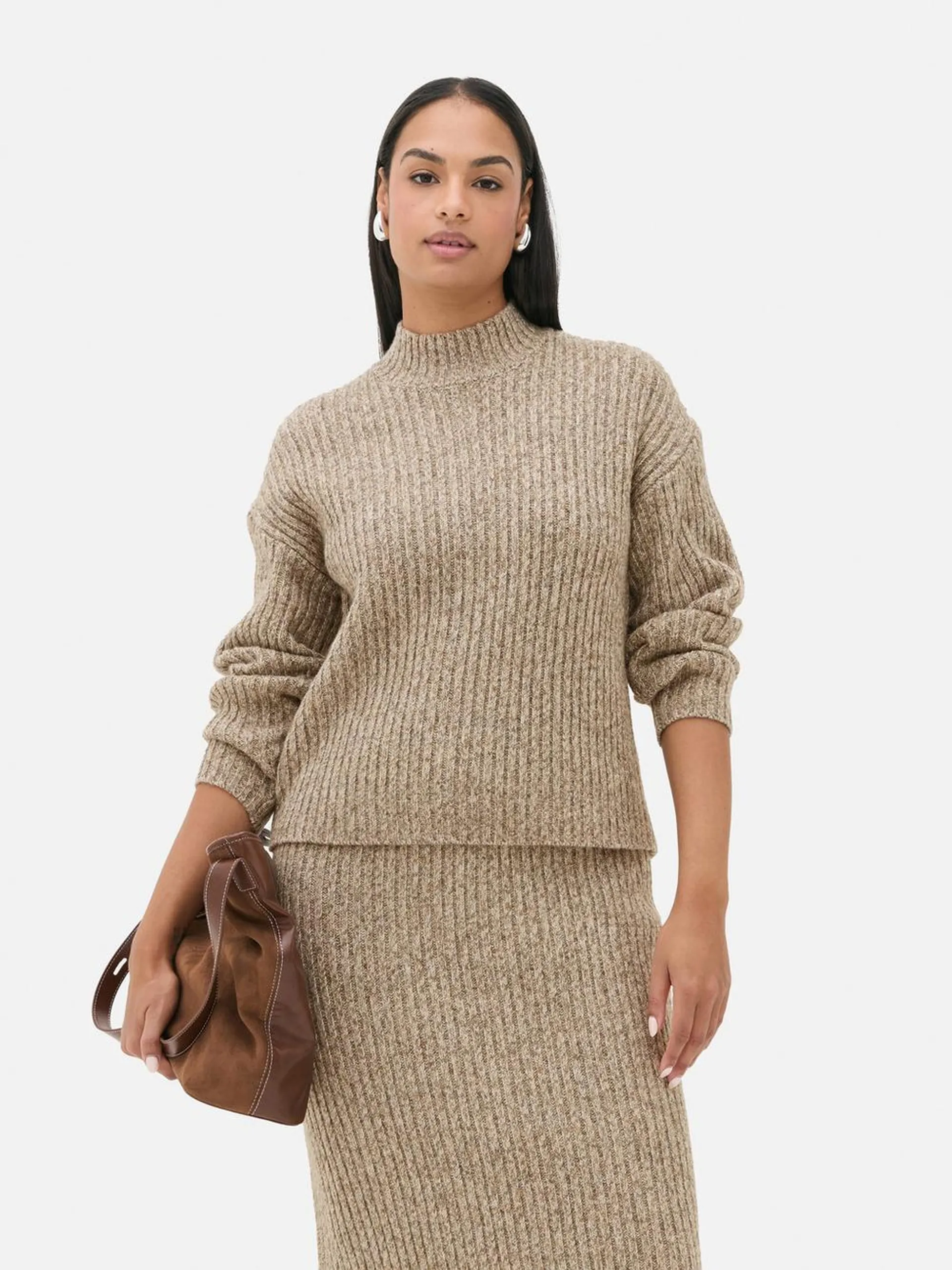 Ribbed Mock Neck Sweater