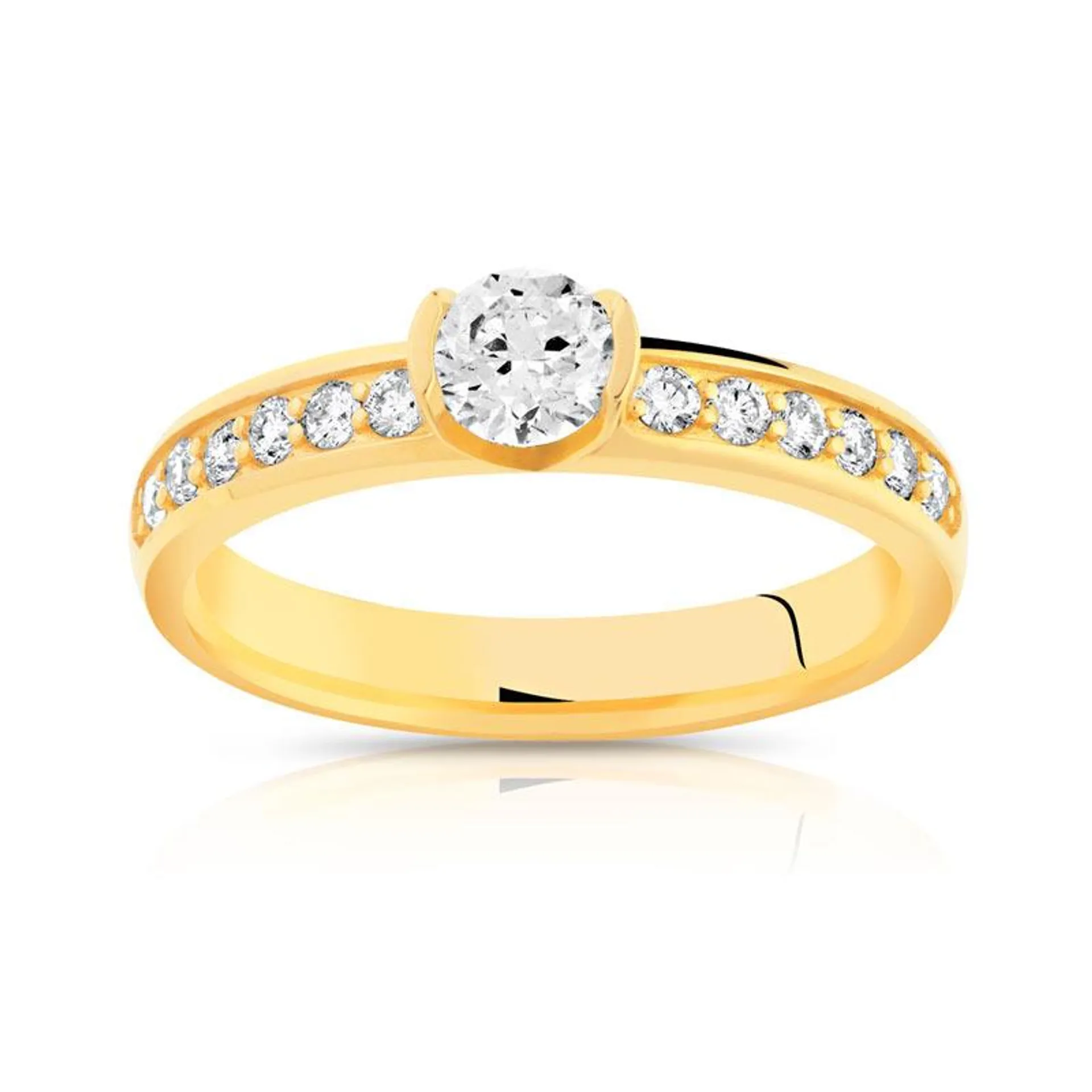 Solitaire or 750 jaune diamants