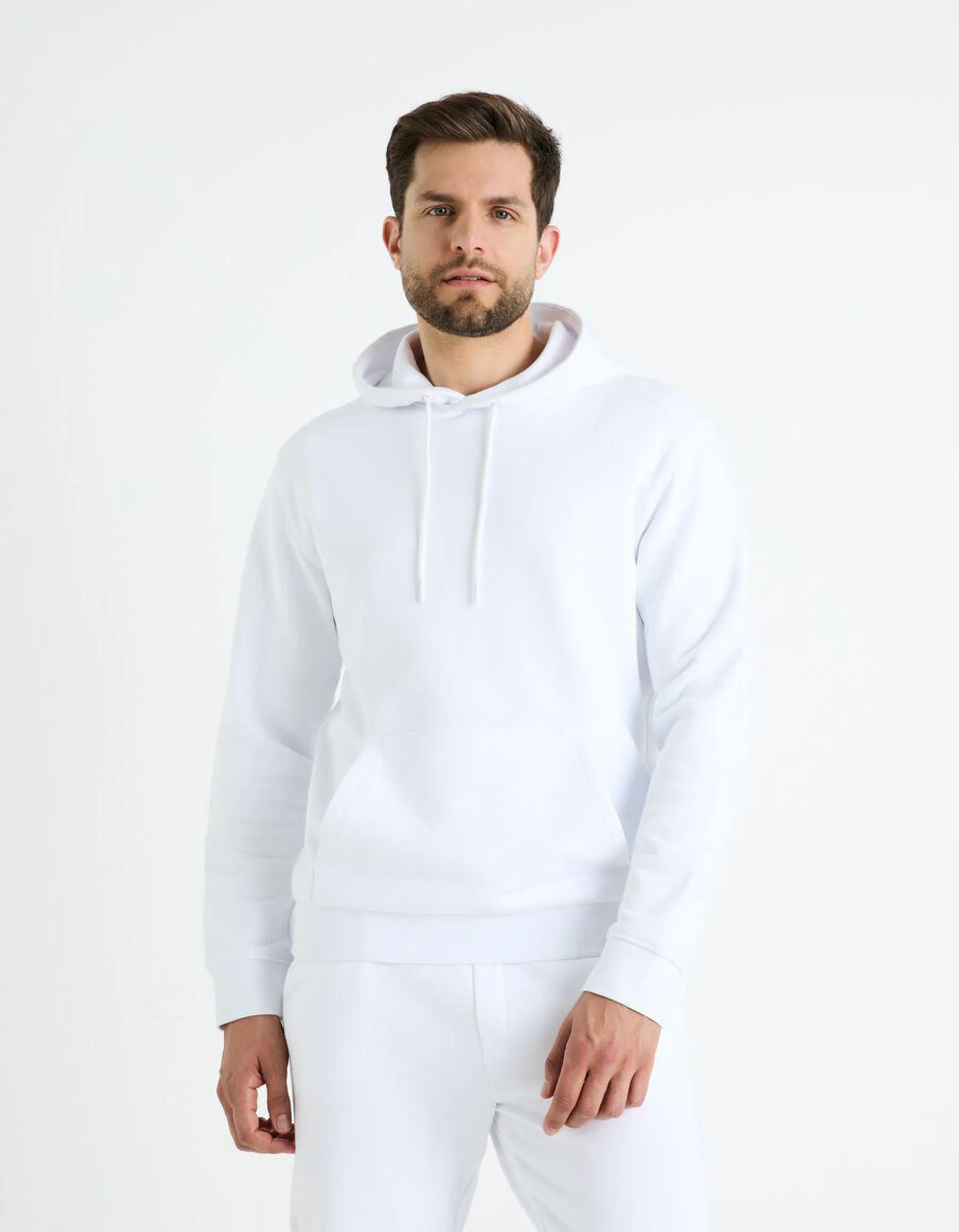 Sweat à capuche 100% coton - blanc