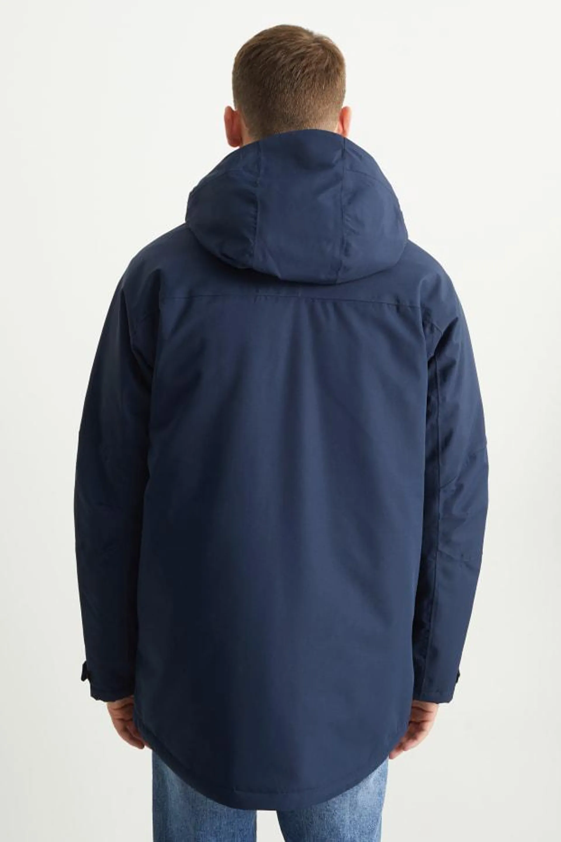 Outdoor jacket with hood