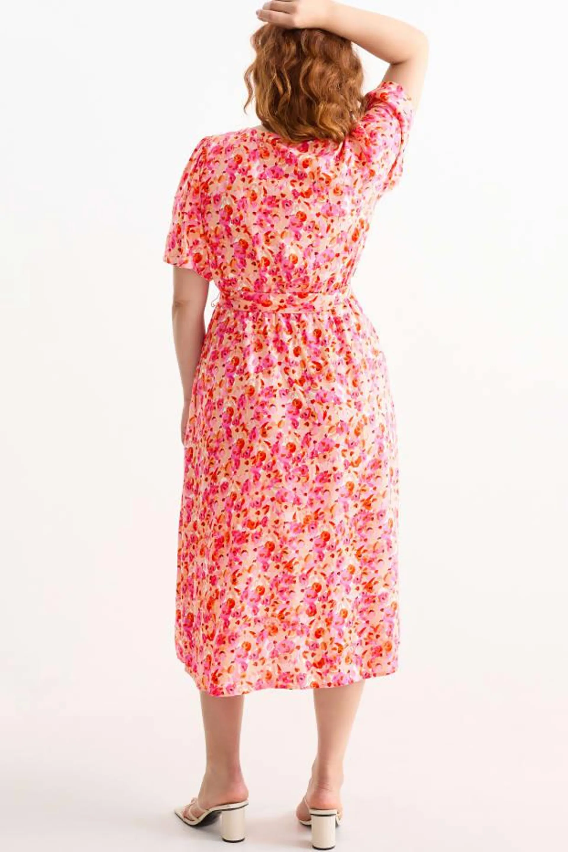 Viscose V-neck dress - floral