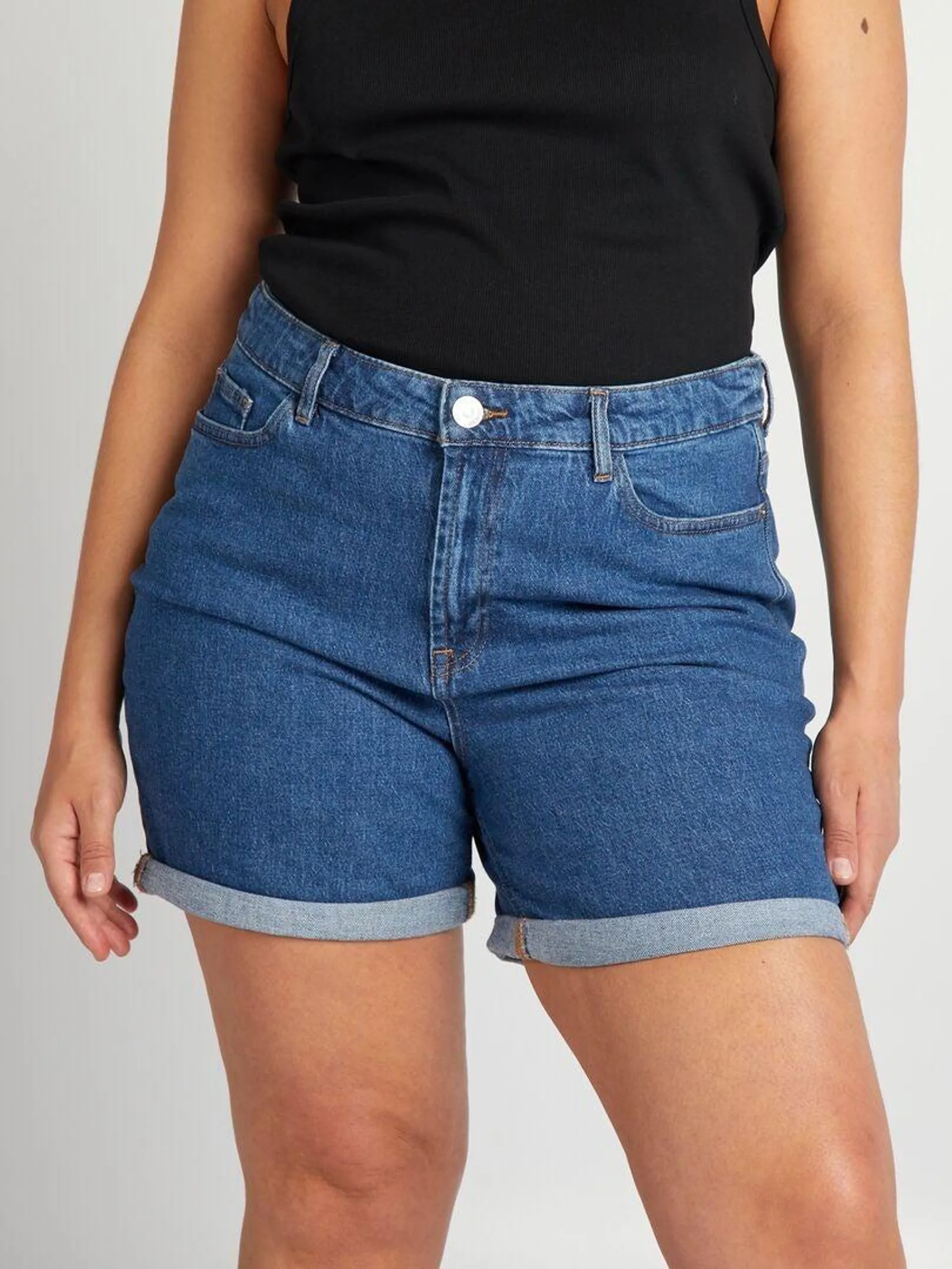 Short en jean à taille haute - Stone