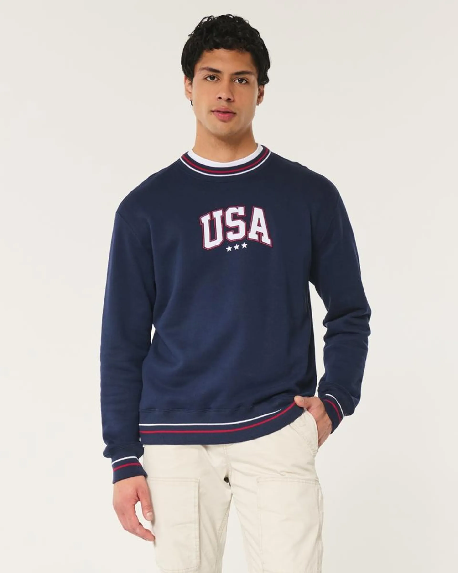 Relaxed USA Graphic Crew Sweatshirt