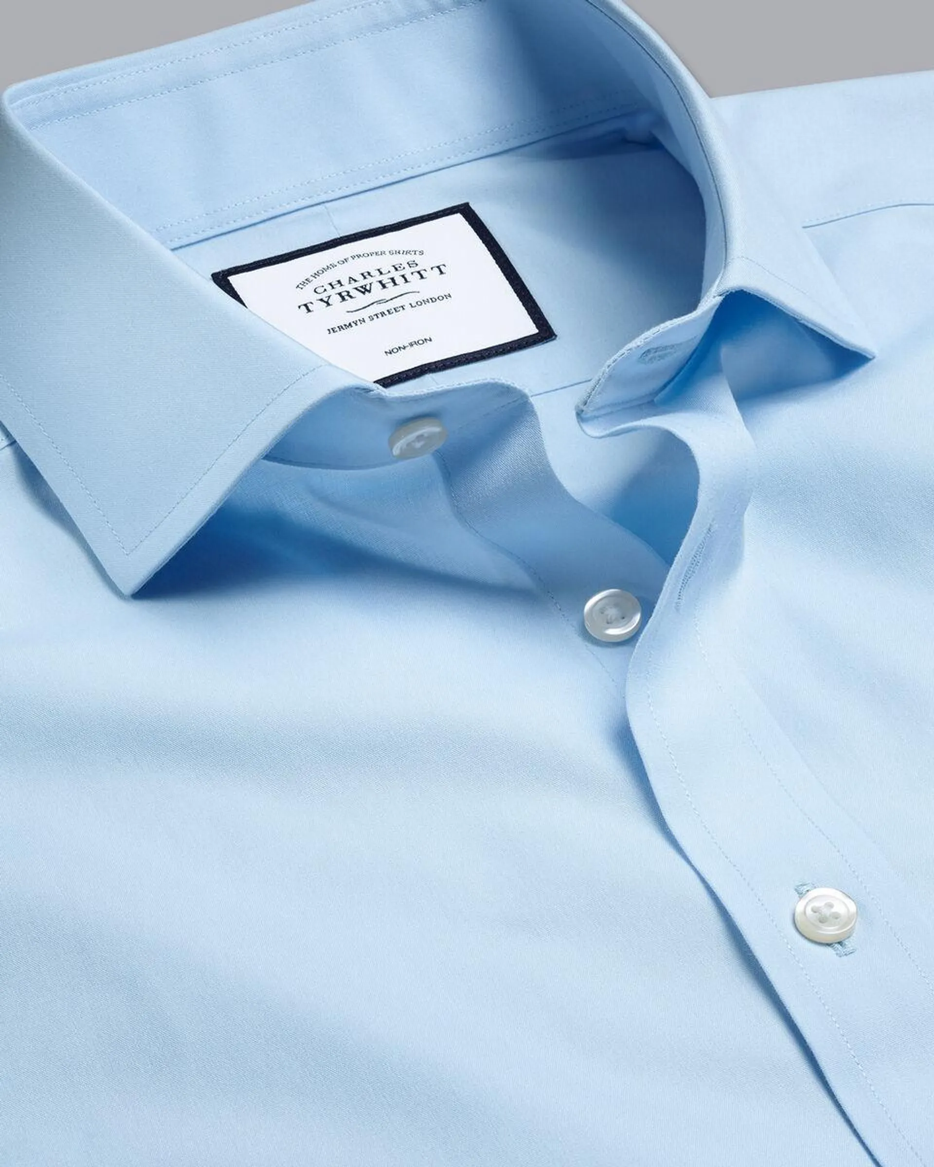 details about product: Cutaway Collar Non-Iron Poplin Shirt - Sky Blue