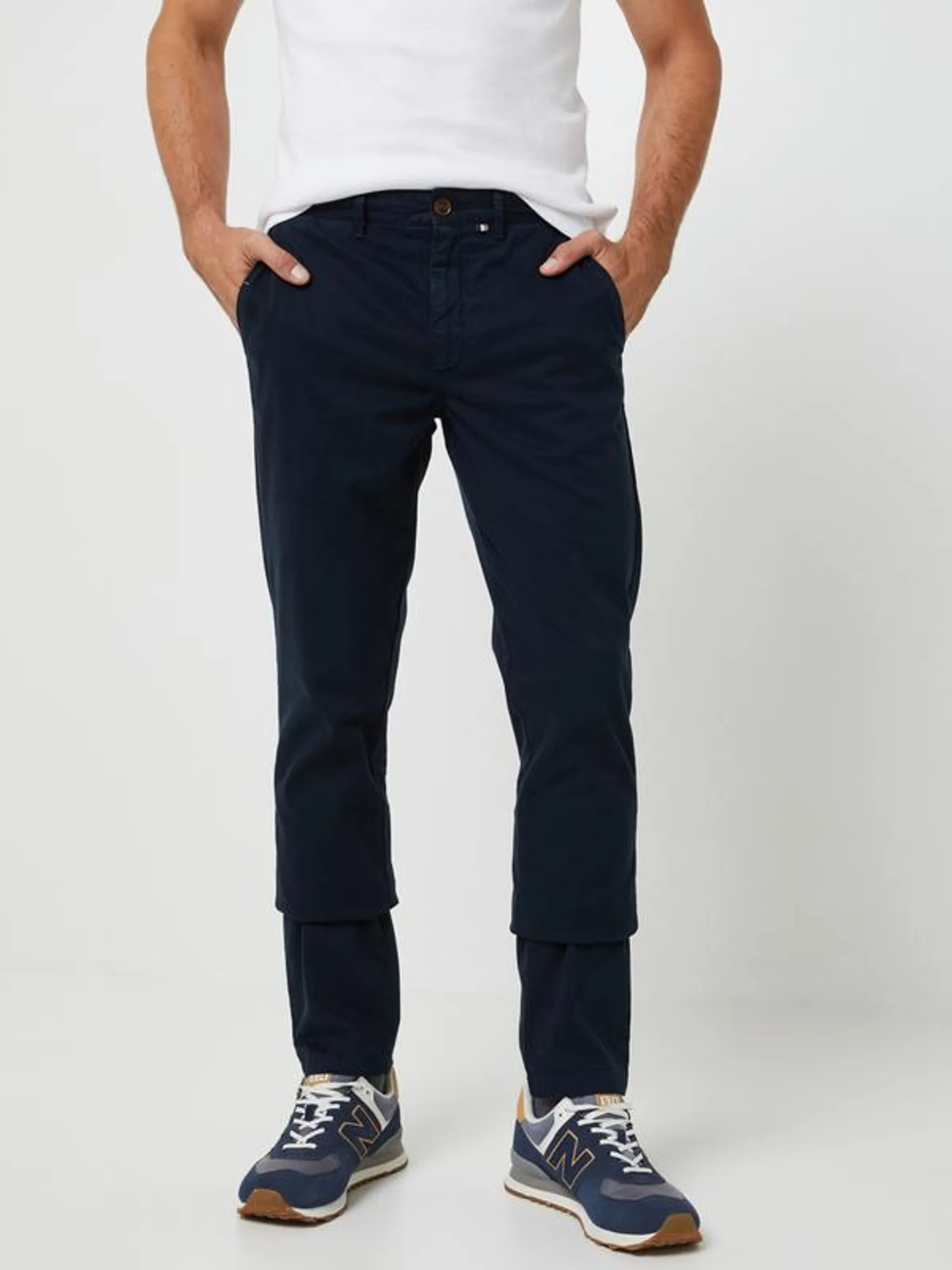 Pantalon Chino Coupe Ajustée Coton Stretch - Bleu marine