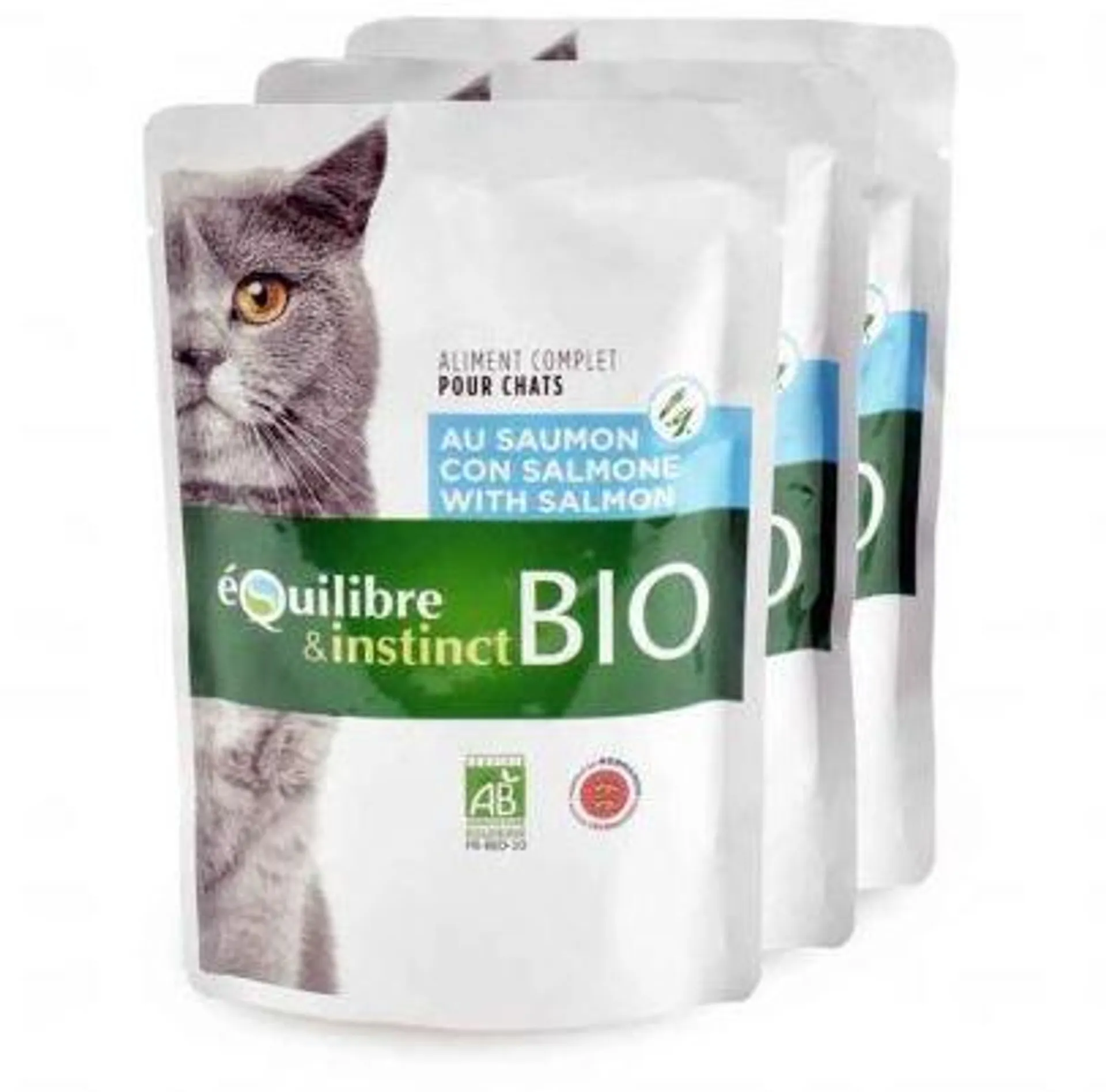 Pâtée bio émincés de saumon pour chat