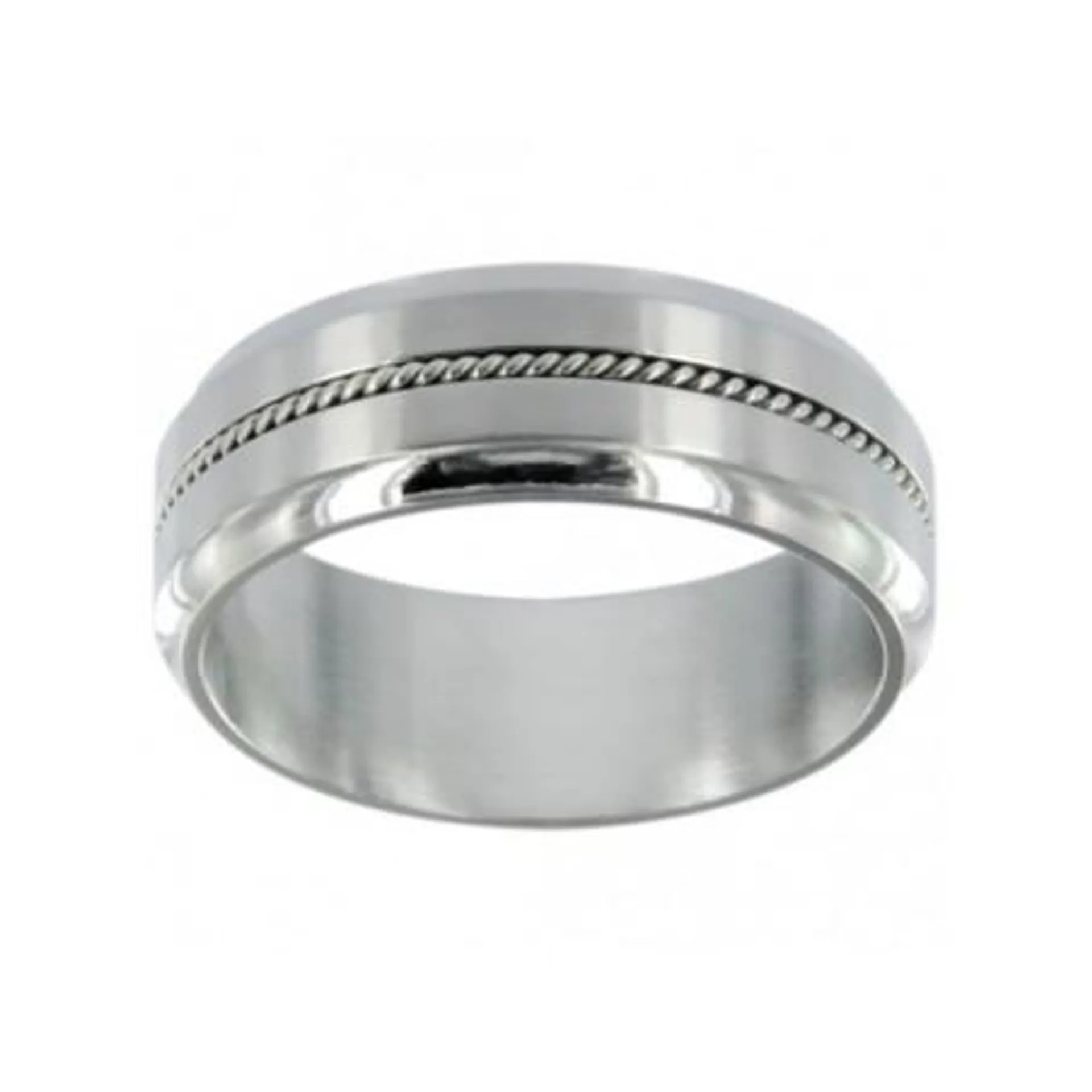 Bague Homme Phebus en Acier argenté et filament de câble