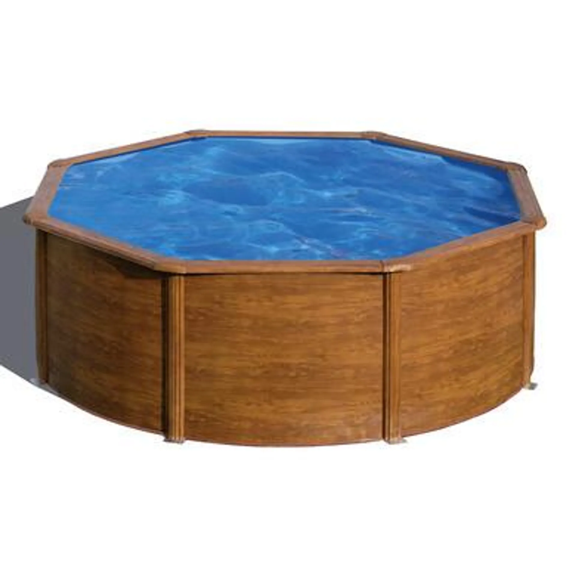 Piscine Ronde Acier bois 370X122 cm + Bâche bulles et Bâche hivernage