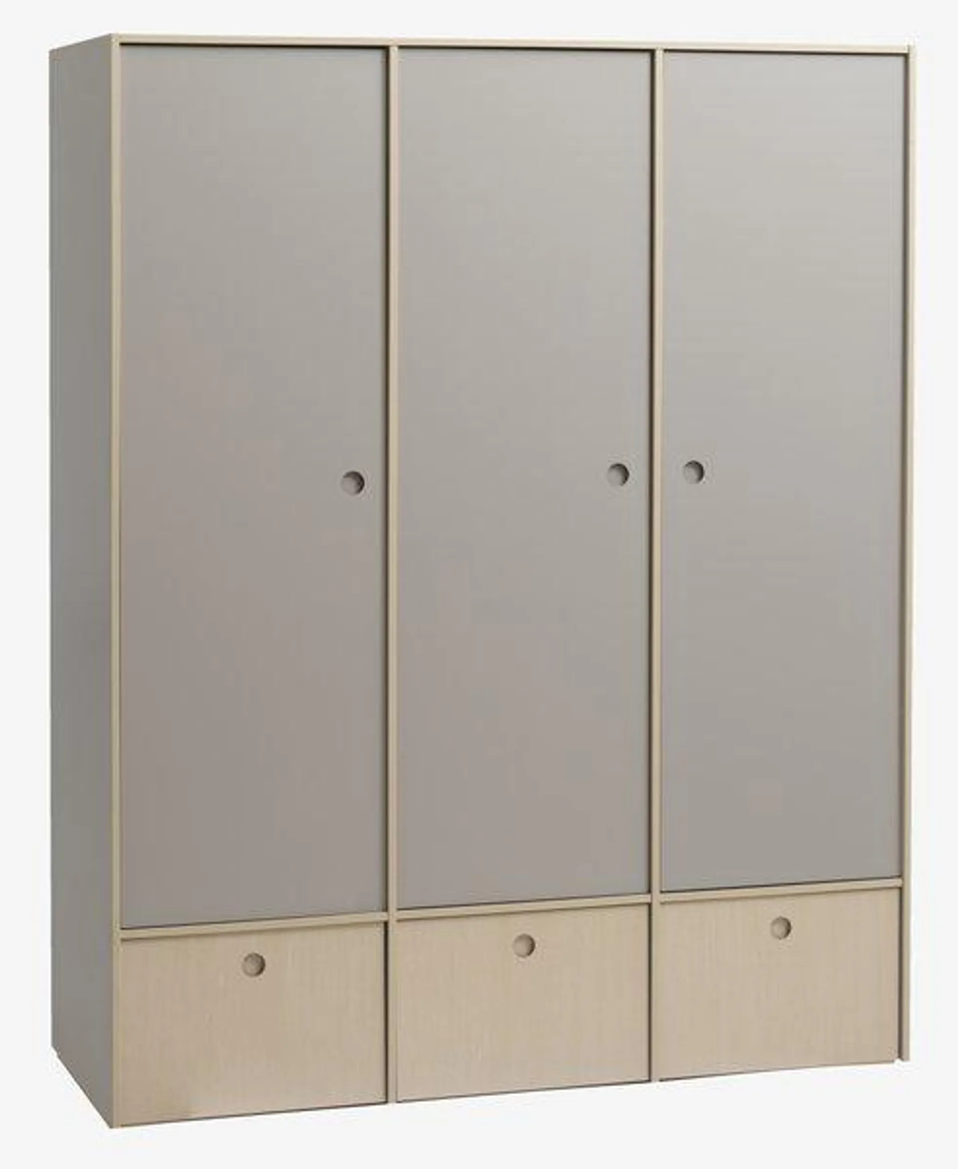 Armoire ANNISSE 160x200 3 portes gris/naturel