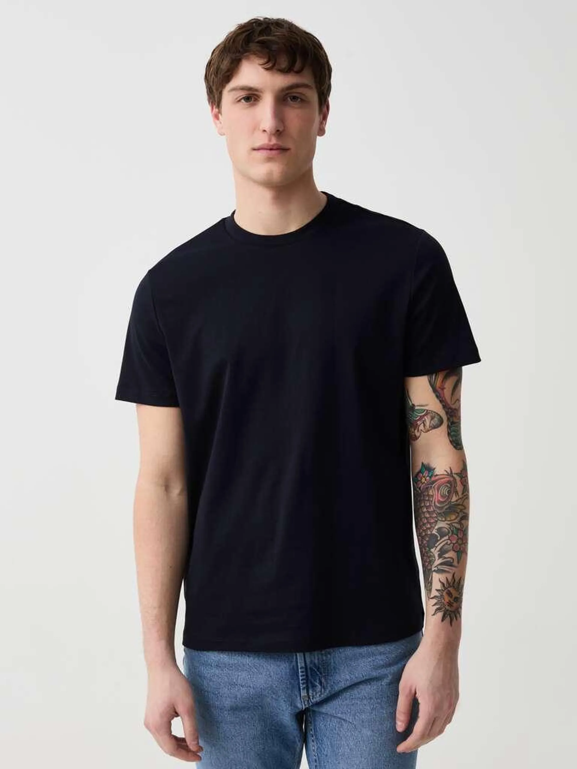 Premium regular-fit T-shirt in cotton Bleu nuit