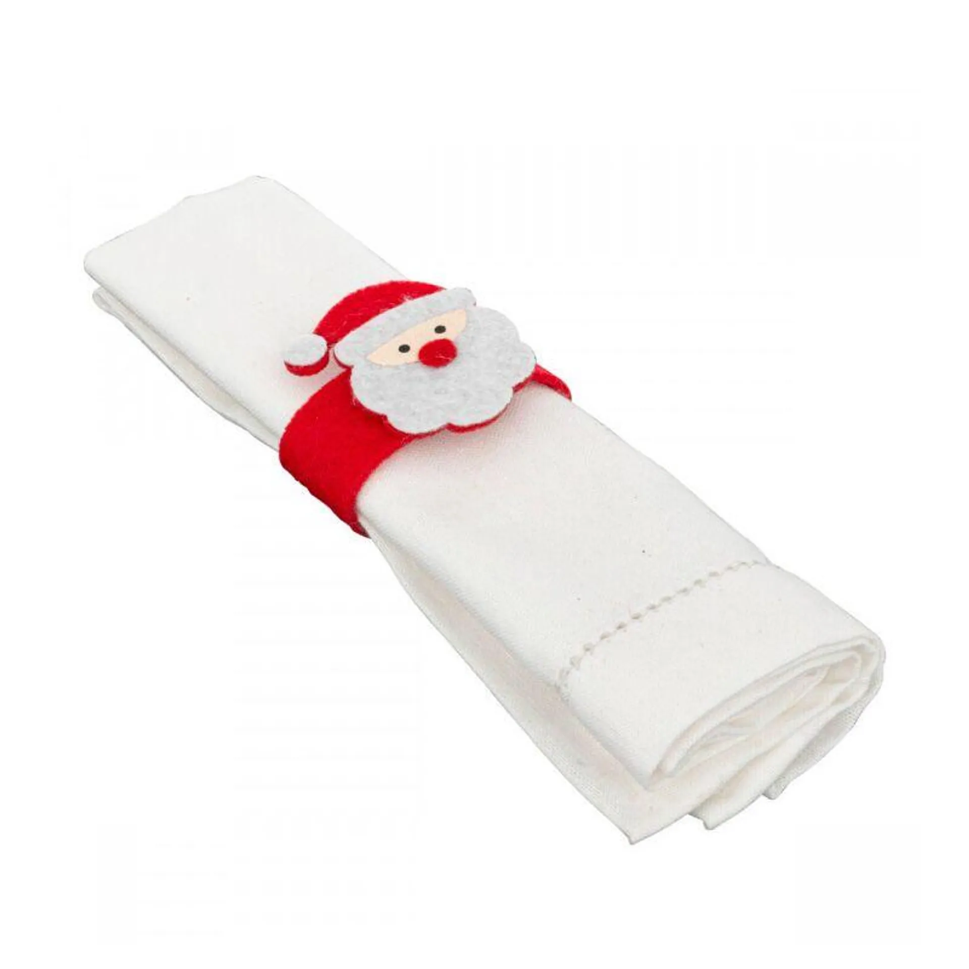 Lot de 2 ronds de serviette père Noël en feutrine rouge