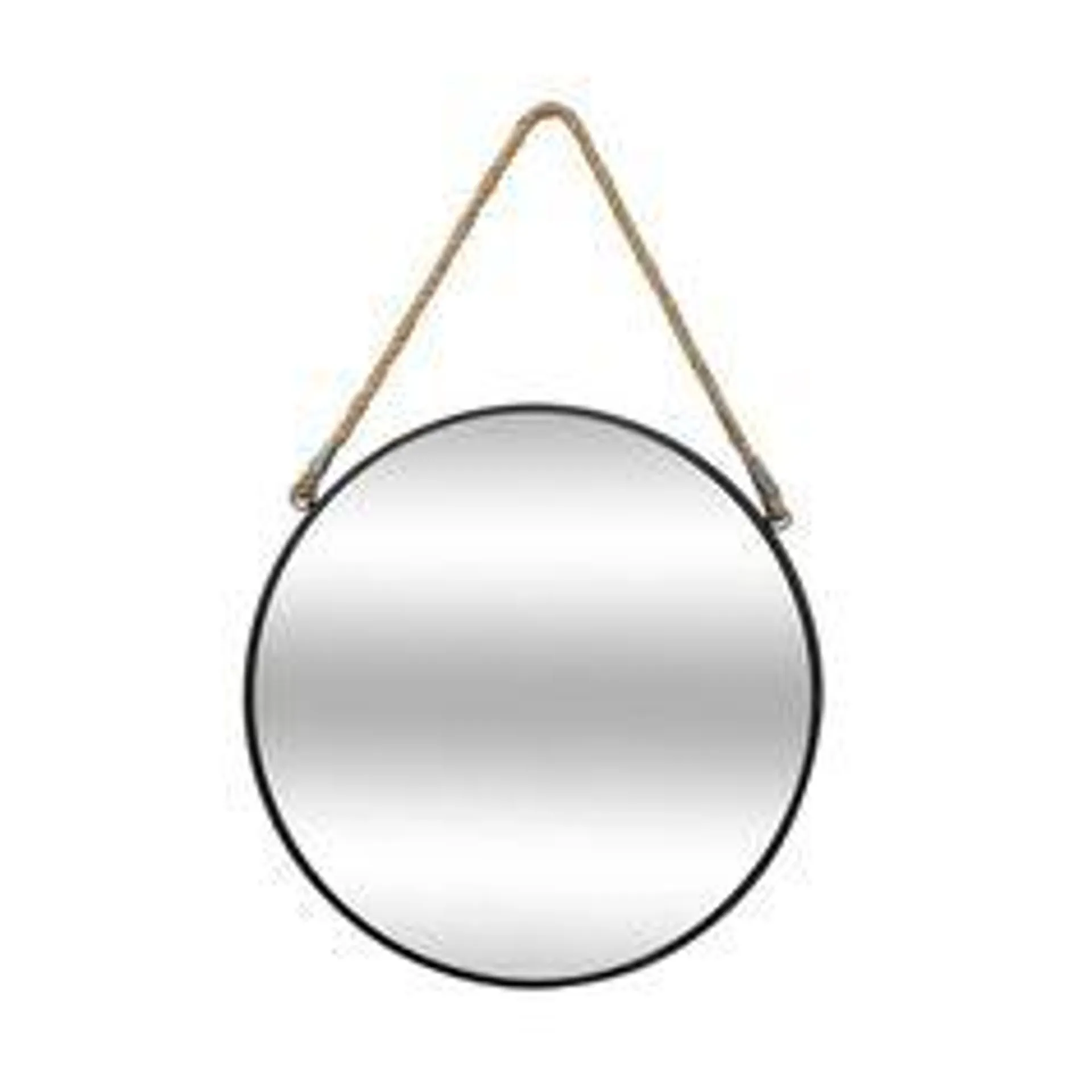 Miroir rond métal à suspendre avec corde D 37cm