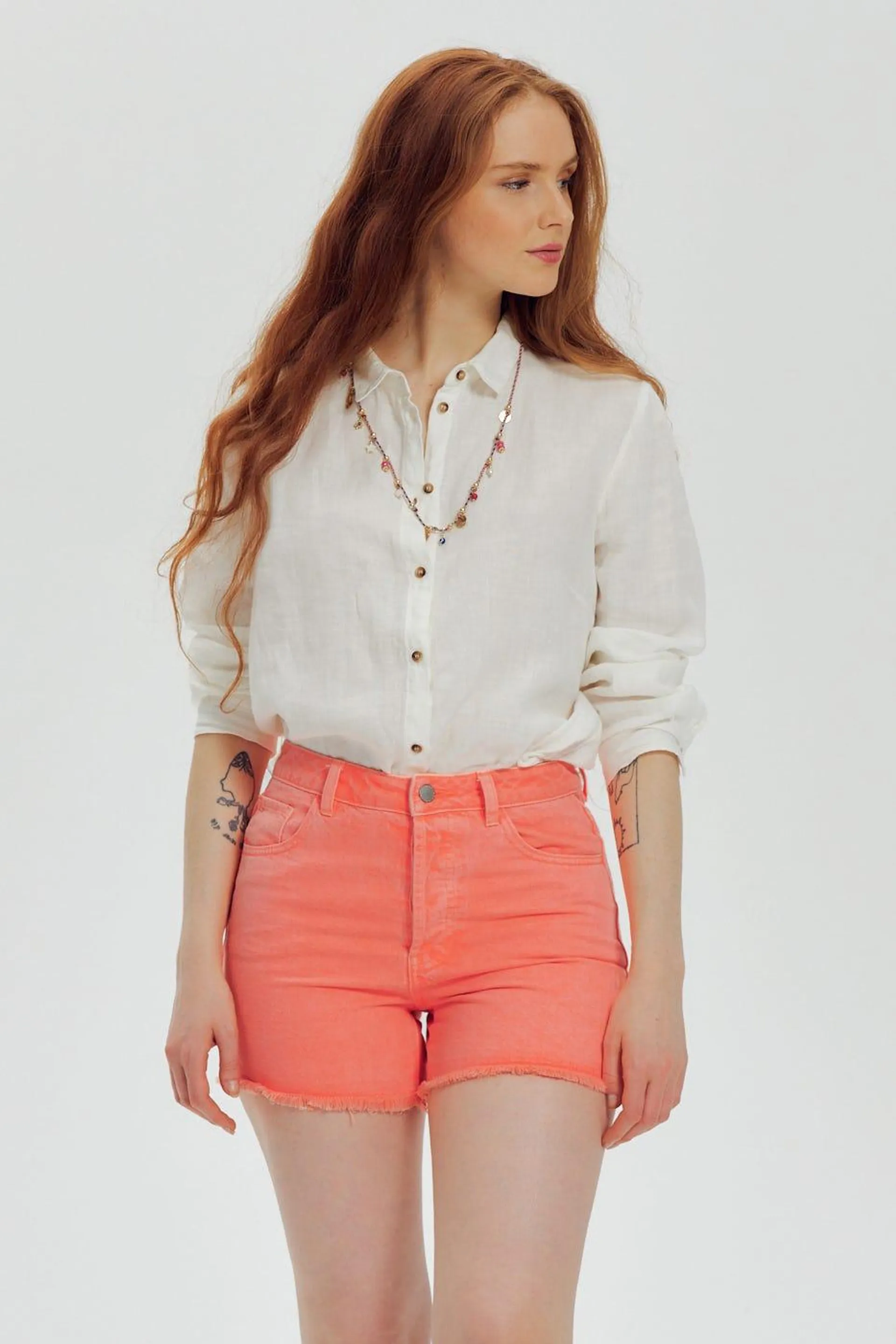 Short en jean pastel Femme - Corail