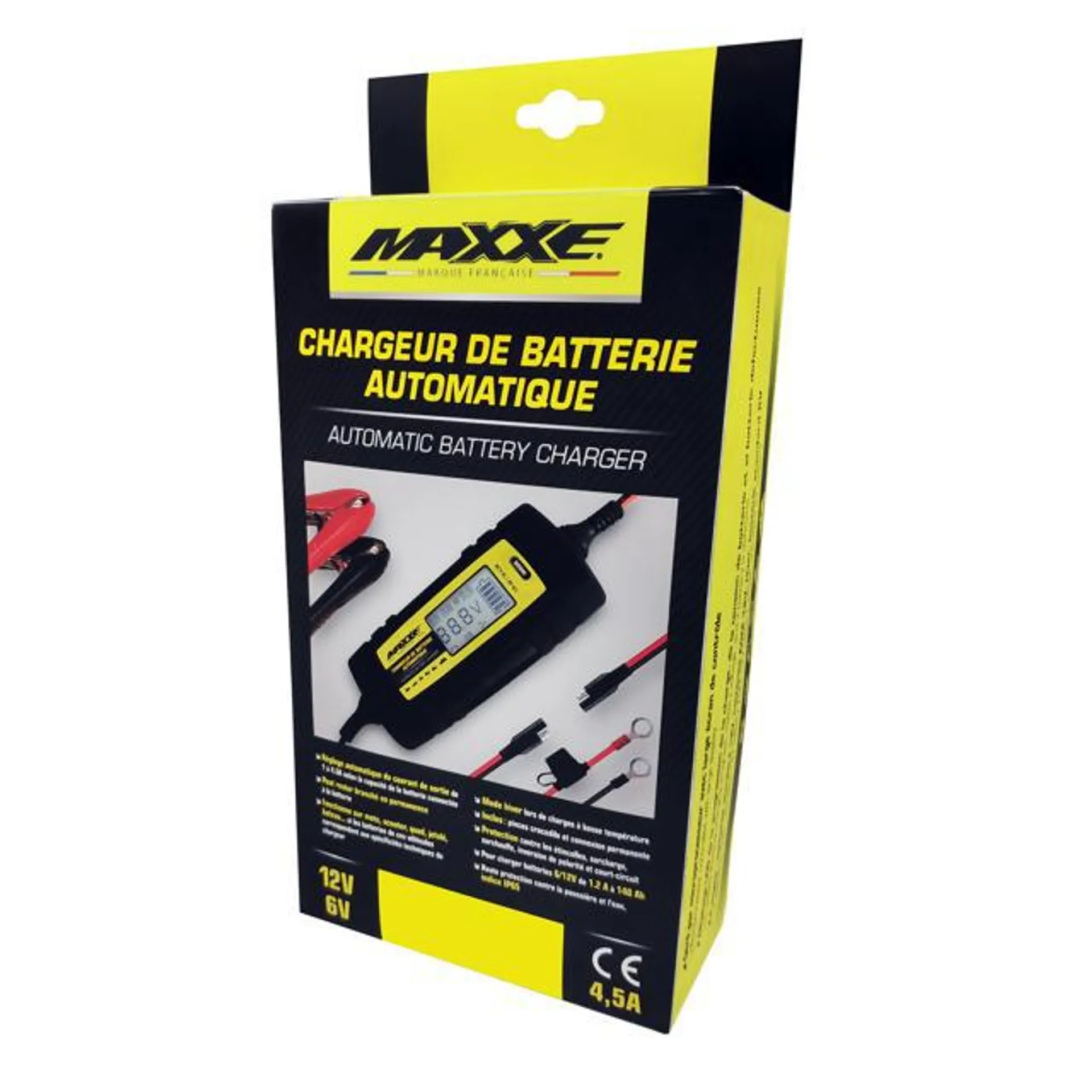 MAXXE Chargeur De Batterie Automatique 6-12V / 1A-4,5A Chargeur de batterie