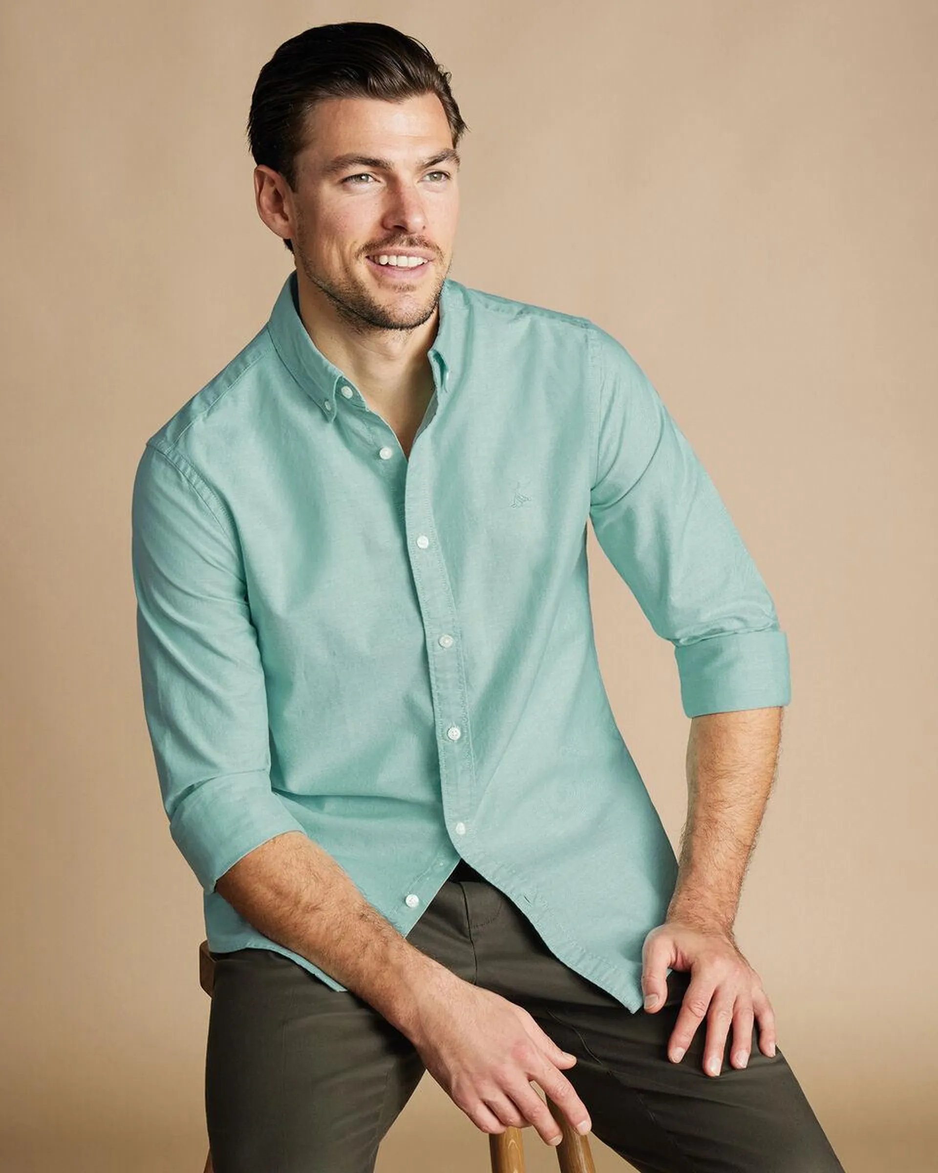 details about product: Button-Down Collar Stretch Washed Oxford Shirt - Spearmint