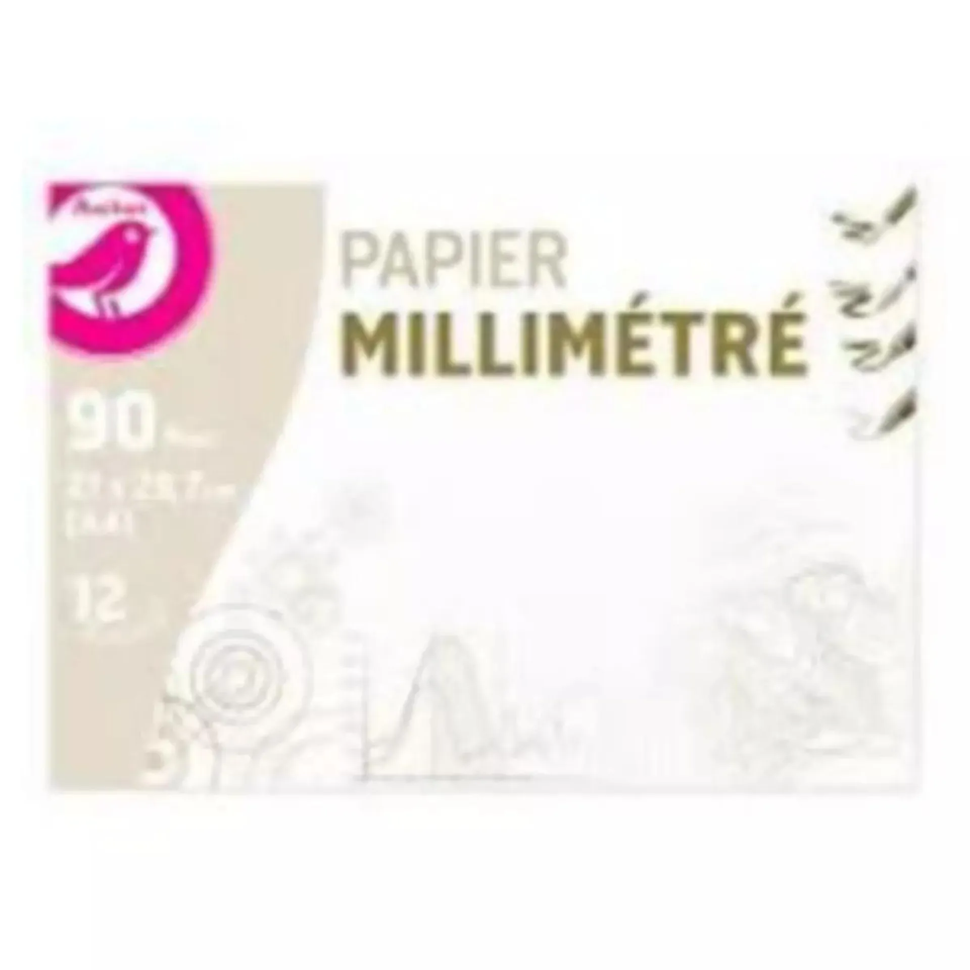 Pochette papier millimétré 12 feuilles A4 90g/m2