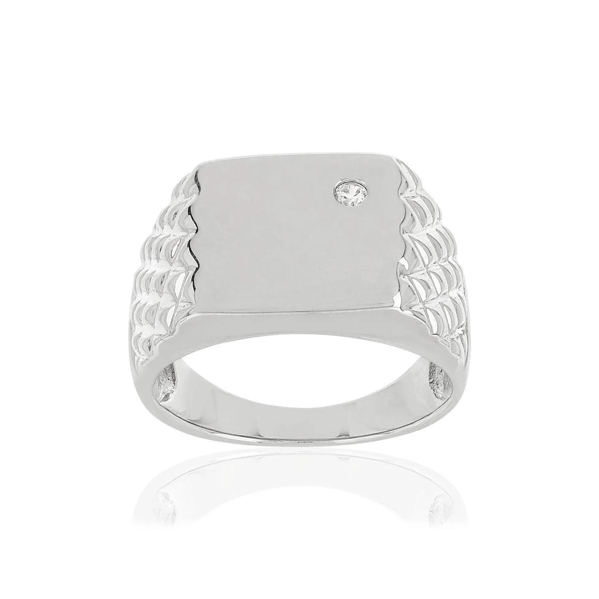 Chevalière argent 925 carrée zirconia