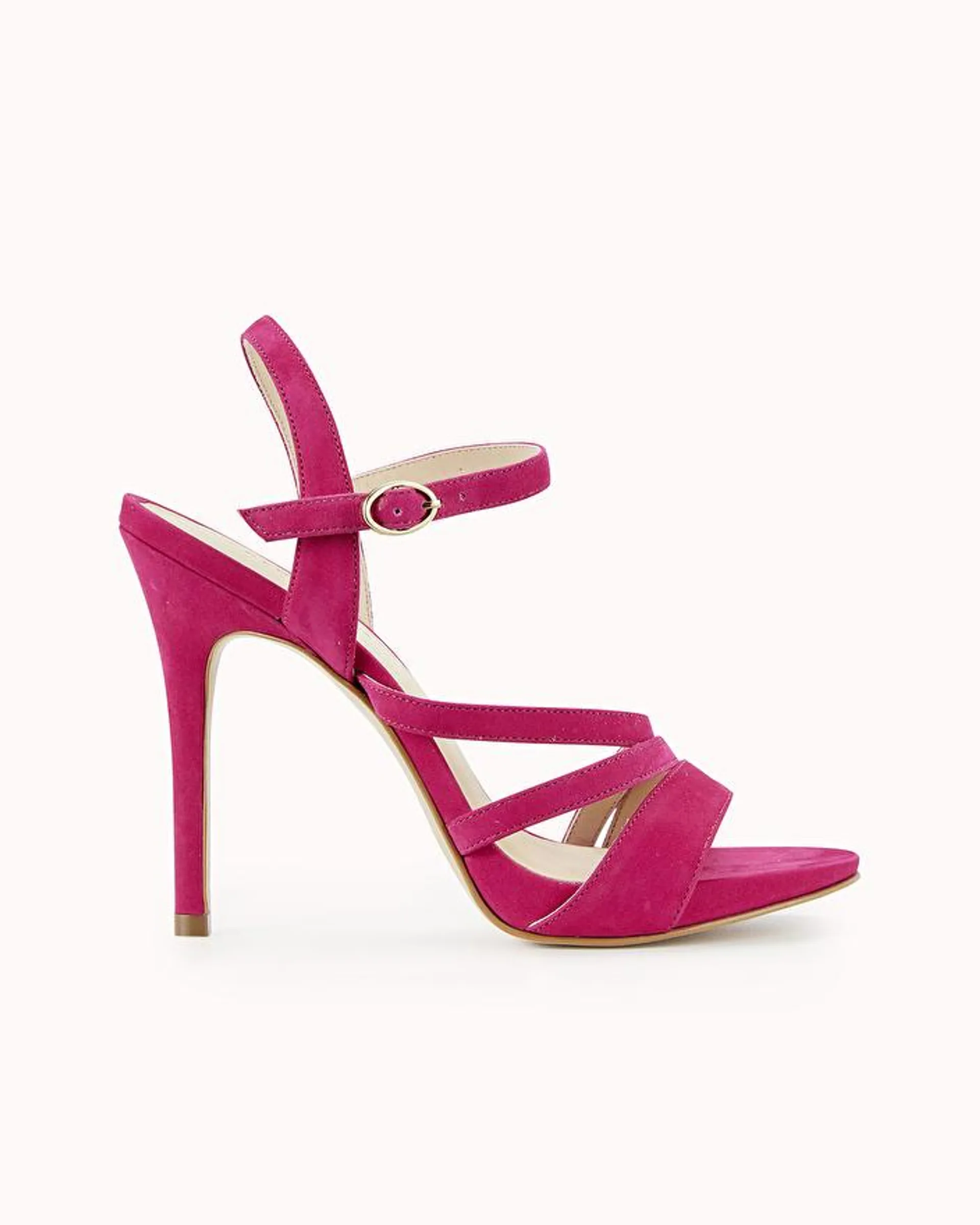 SANDALE A TALON ZILIA En nubuck framboise