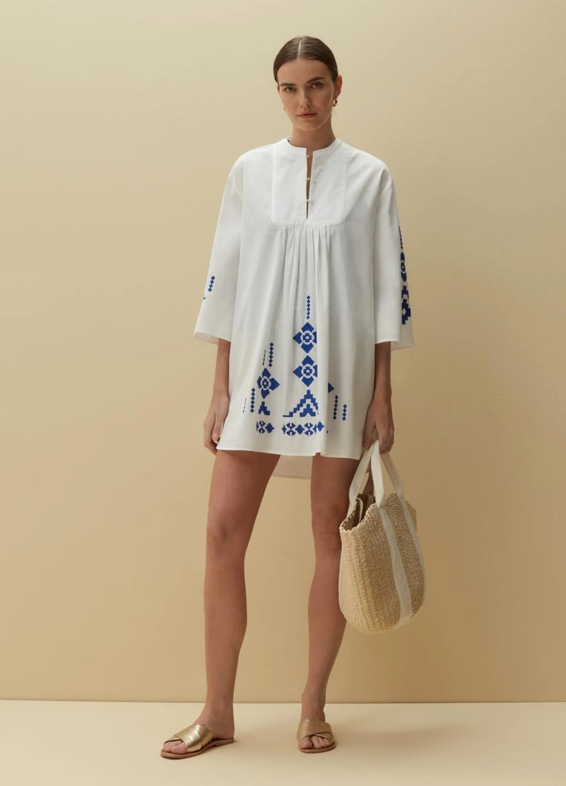 PIOMBO short dress with ethnic embroidery