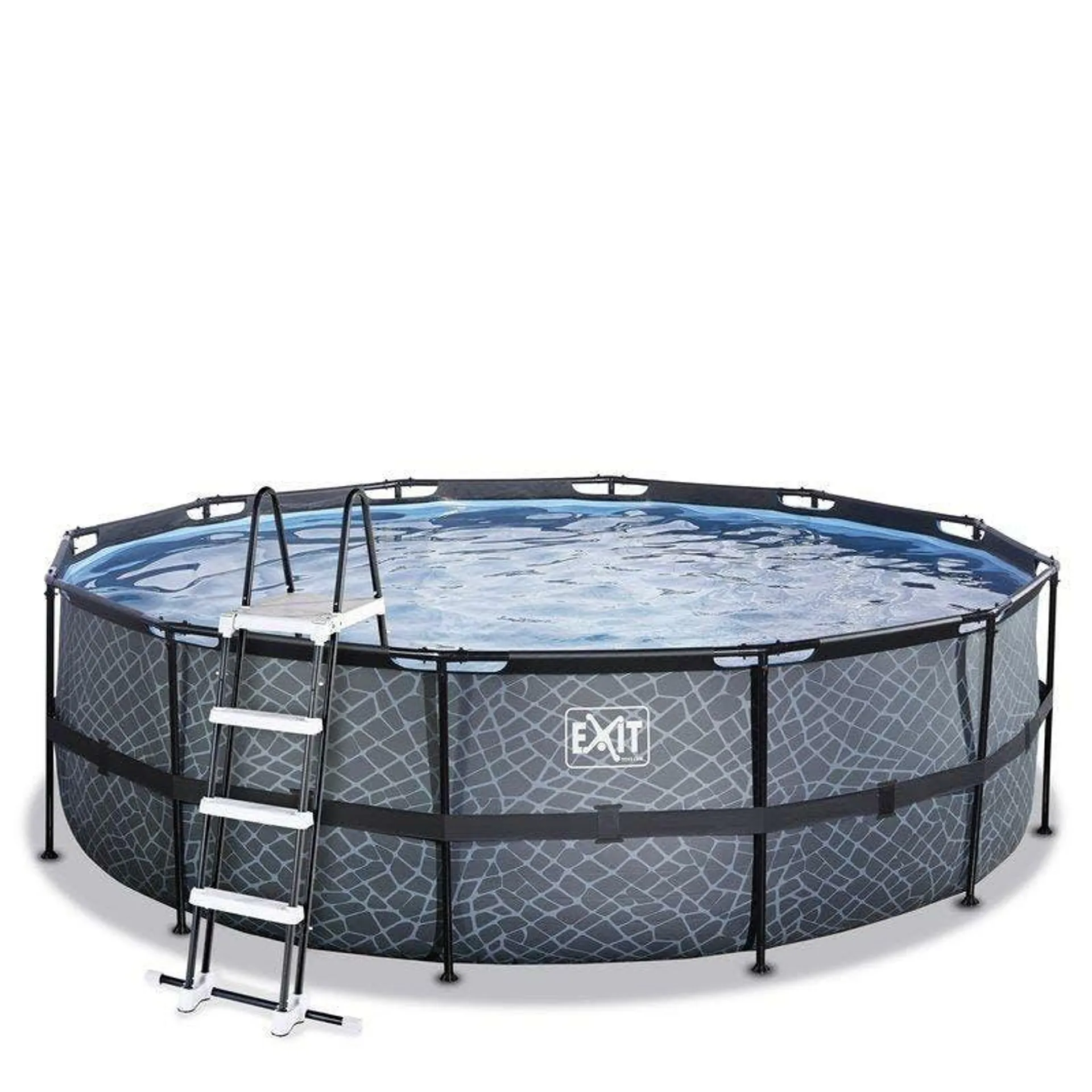 Piscine Exit Stone ø450x122cm Avec Pompe Filtrante à Sable - Grise