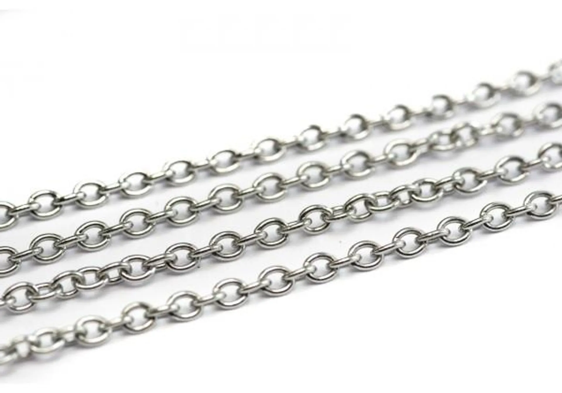 Chaîne Maille Forçat en Acier Inoxydable - Dim. : 3 x 2 x 0,6 mm - Couleur Argent (Vendue au mètre)