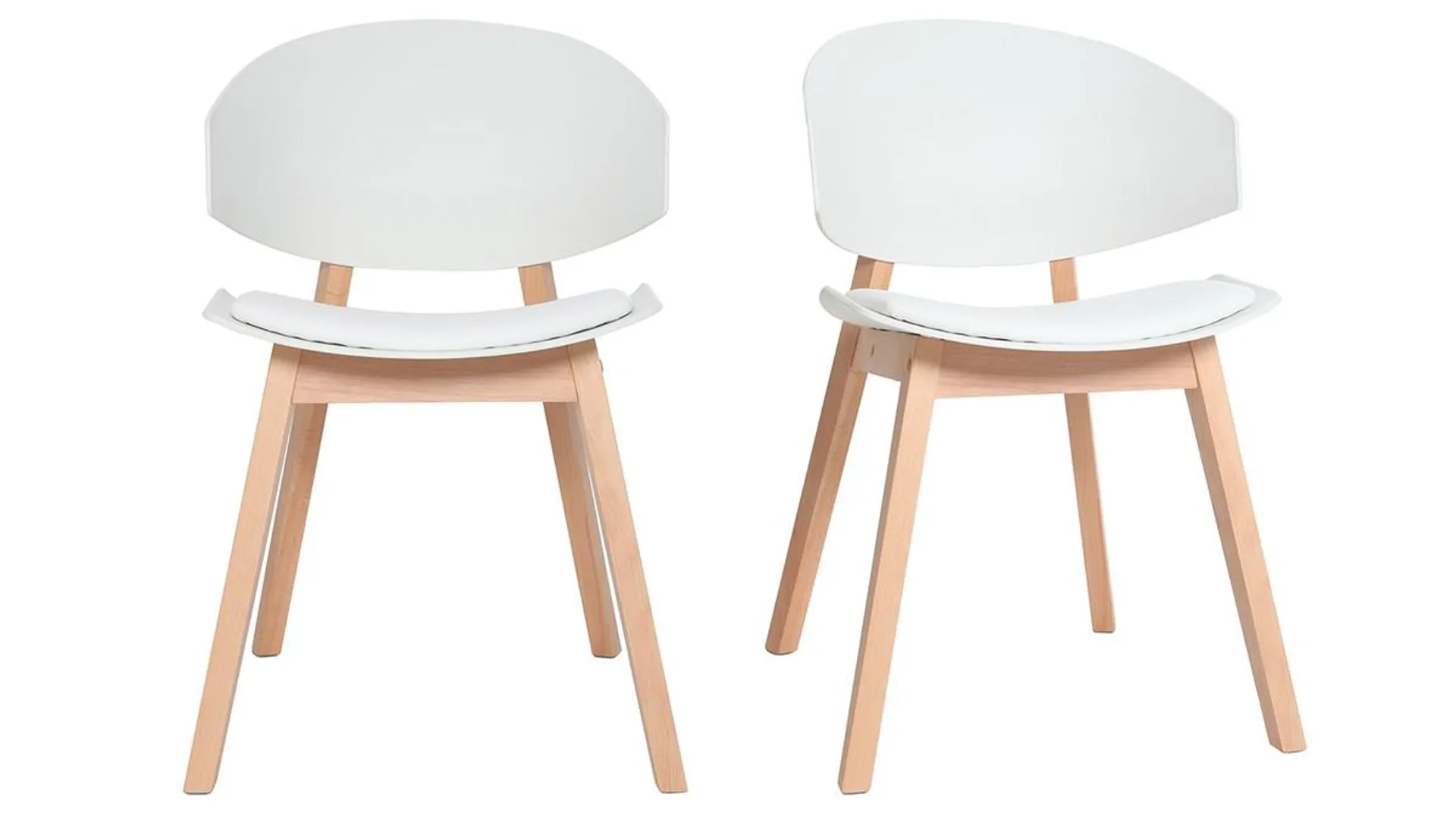 Chaises scandinaves blanc et bois clair (lot de 2) BLOEM