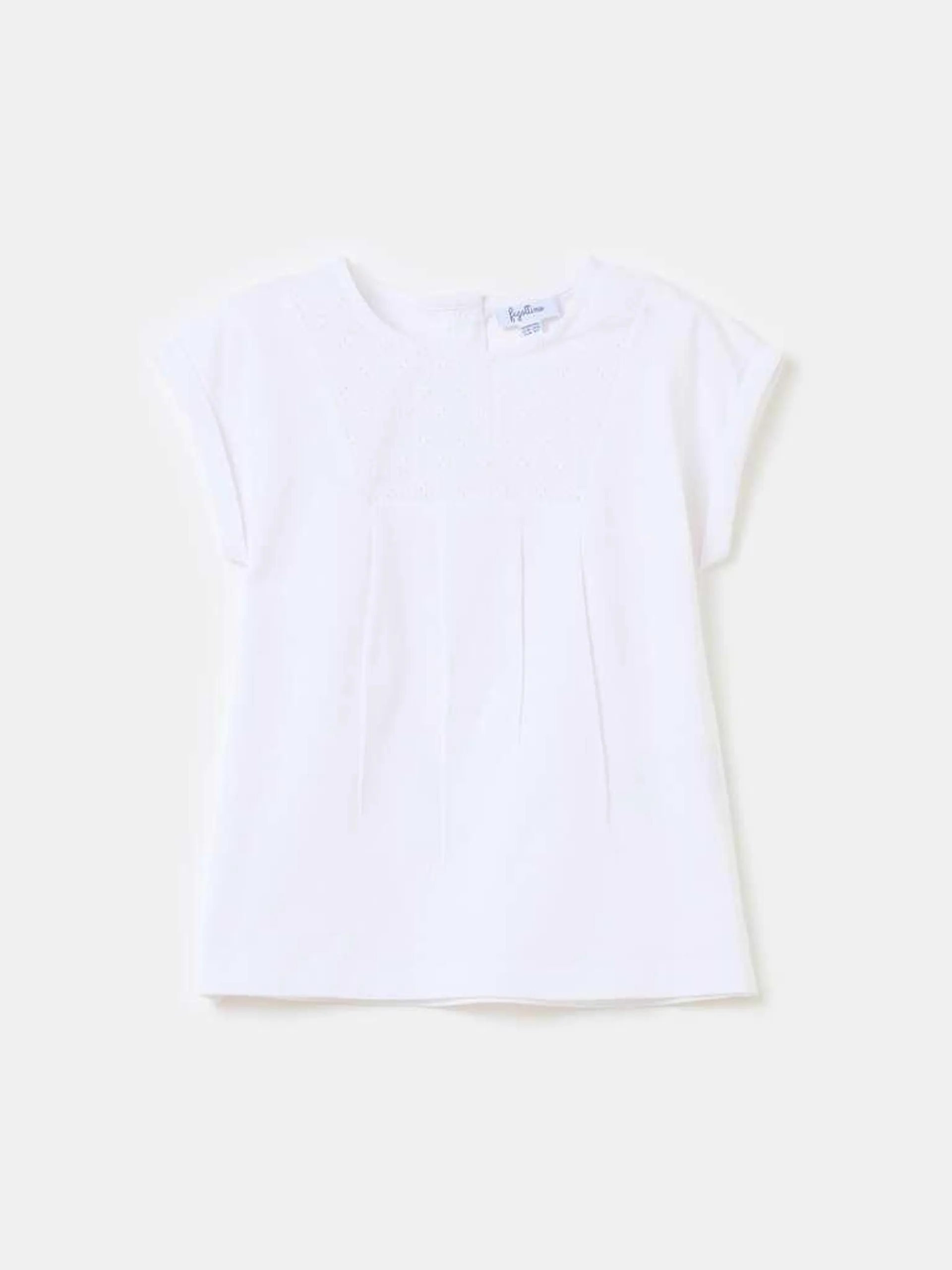 Cotton T-shirt with broderie anglaise insert Blanc optique