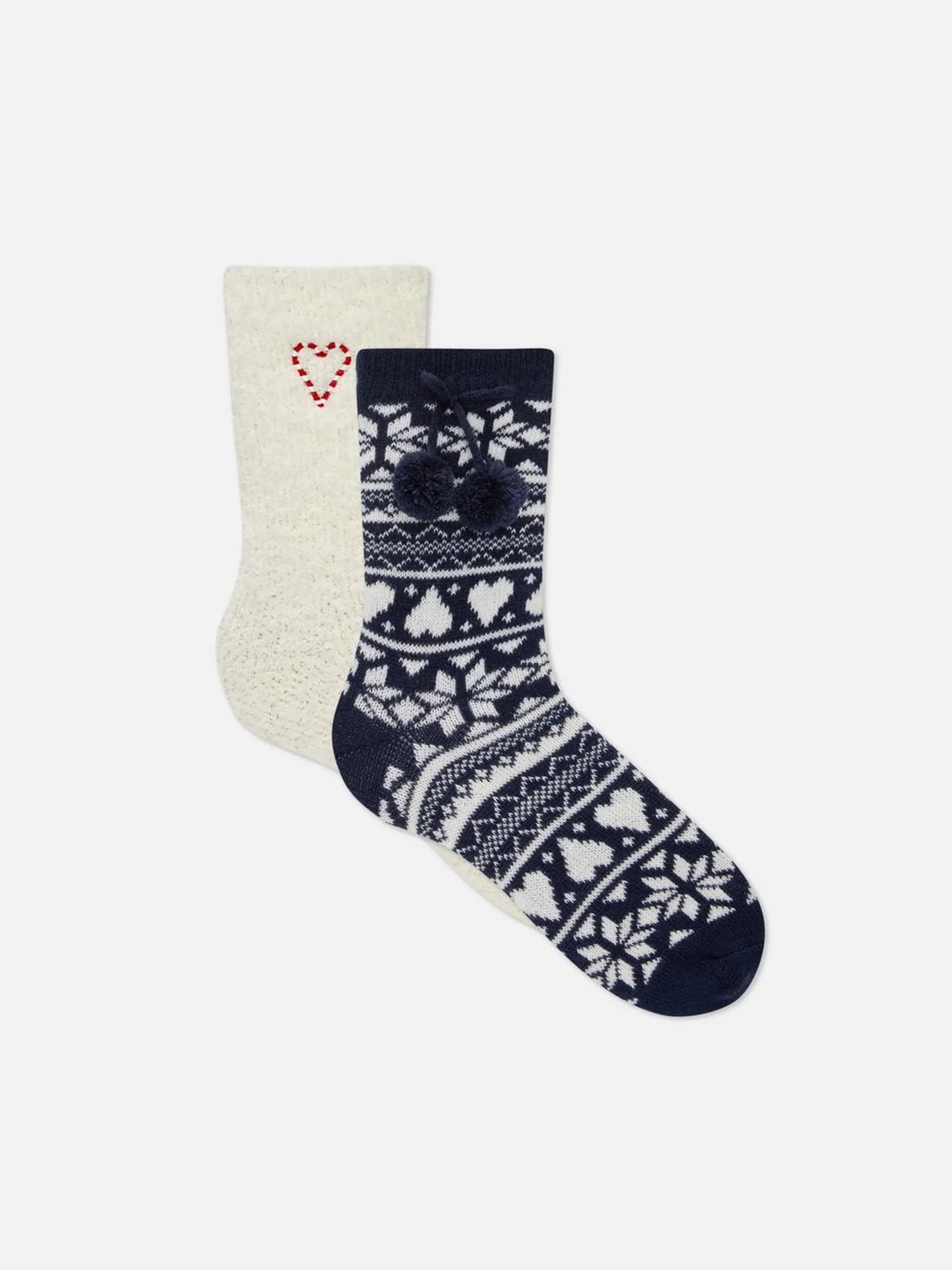 Lot de 2 paires de chaussettes à motif jacquard