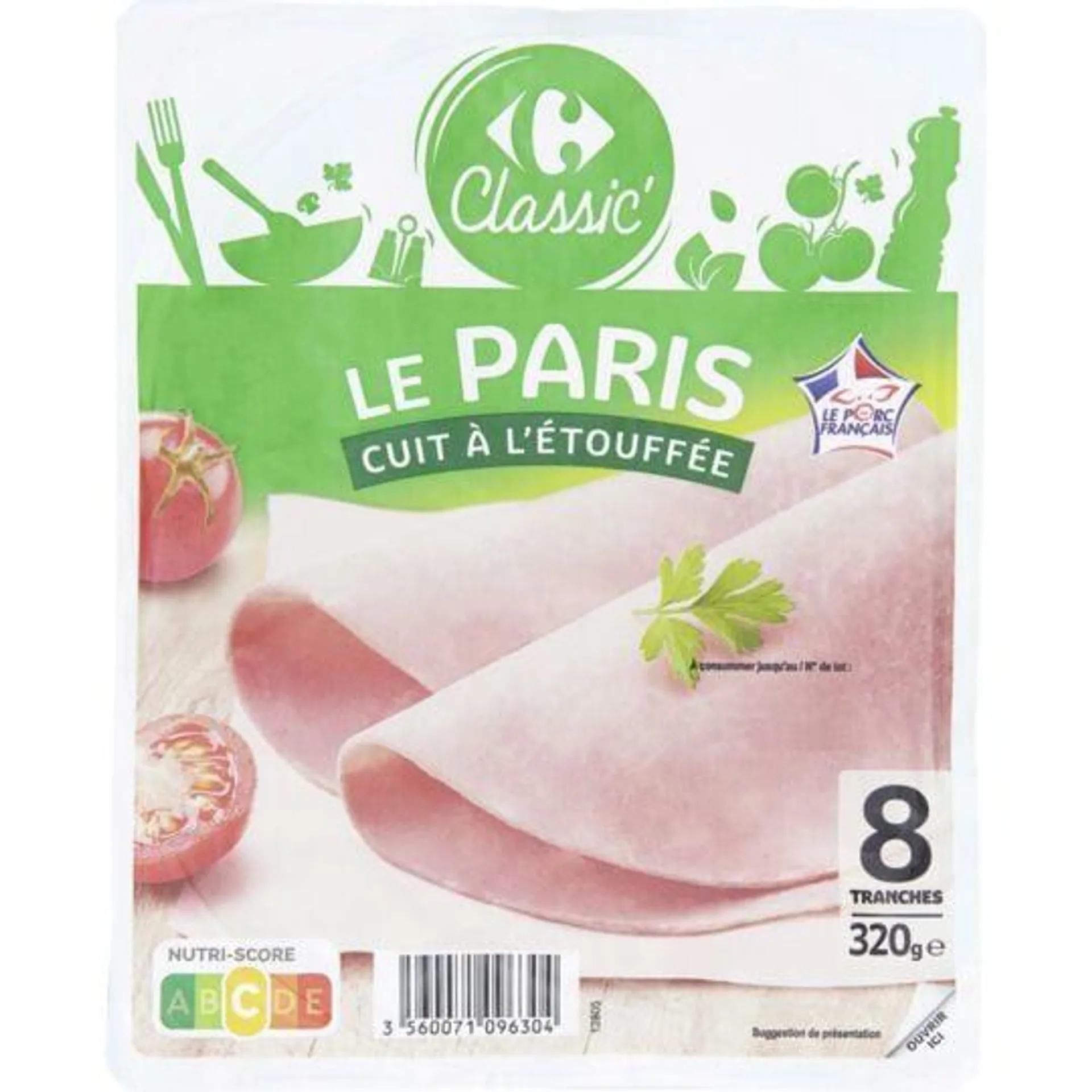 Jambon Le Paris cuit à l'étouffée CARREFOUR CLASSIC'