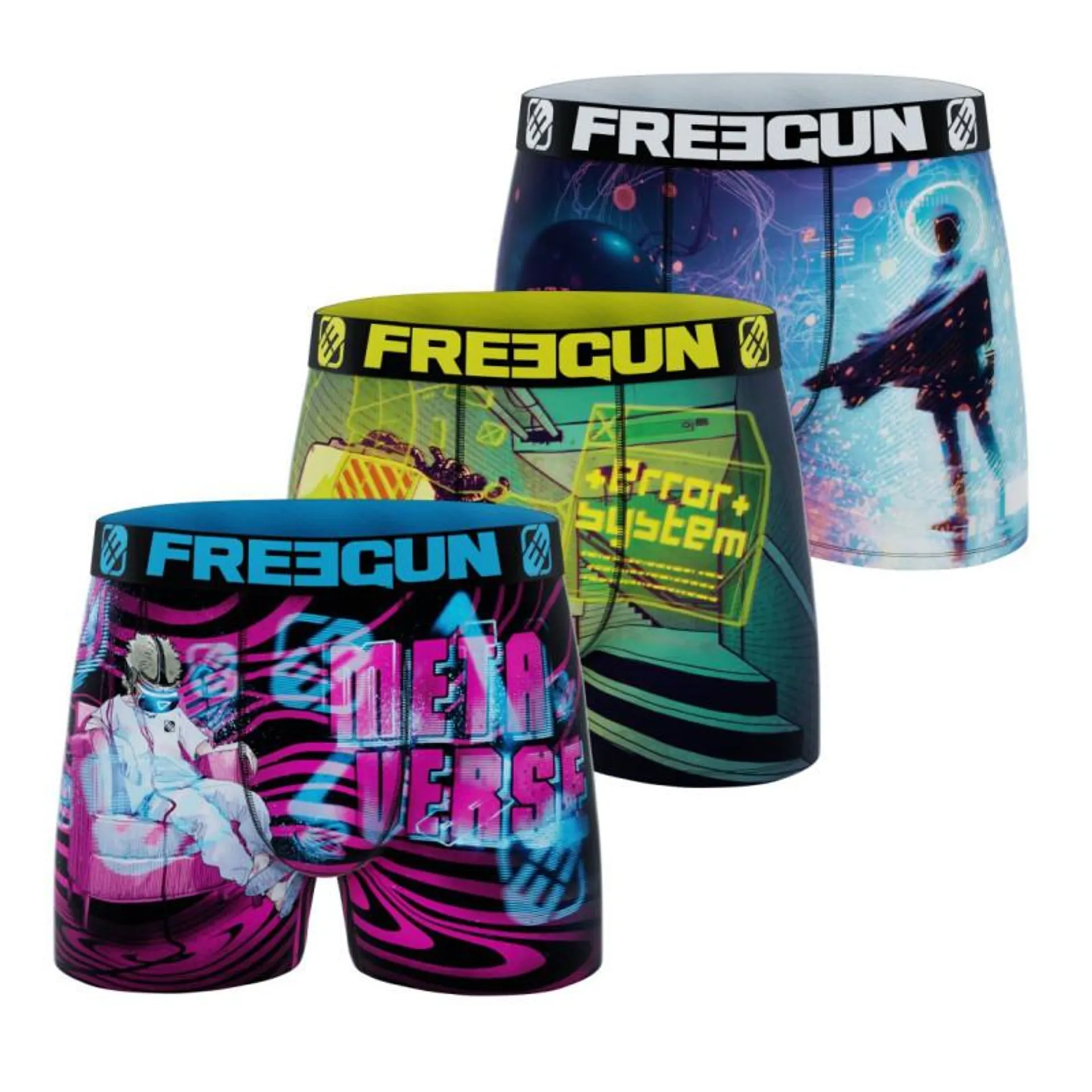 Lot de 3 Boxers Microfibre Homme Meta Verse Confort, Respirant | FREEGUN