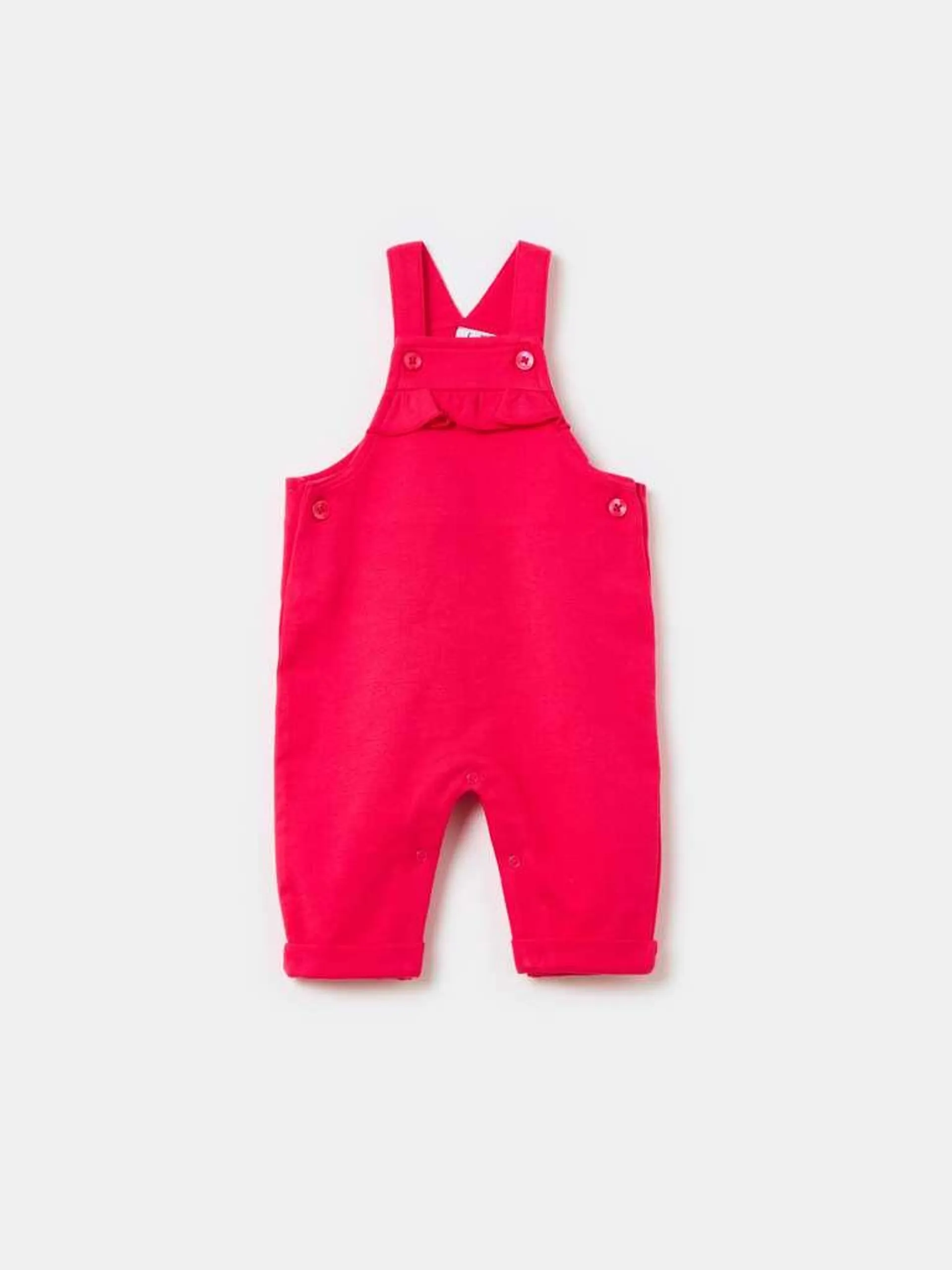 Organic cotton dungarees with frills Fuchsia