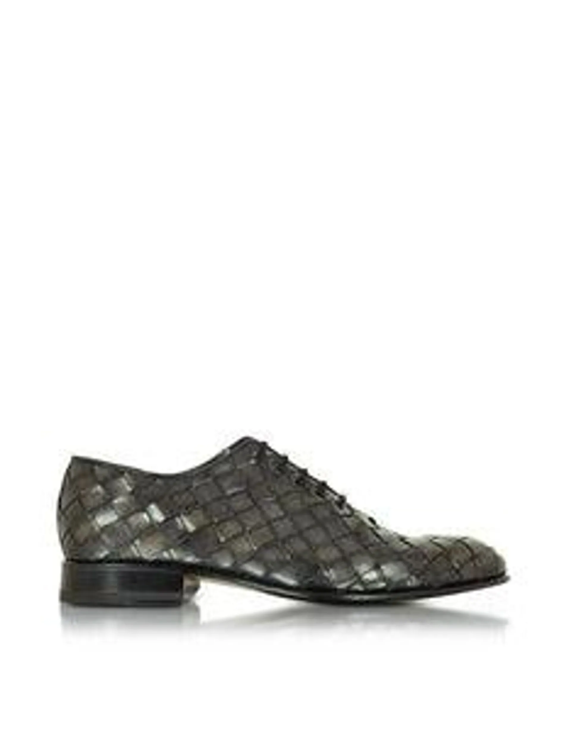 Italian Handcrafted Cinder Woven Leather Oxford Shoe