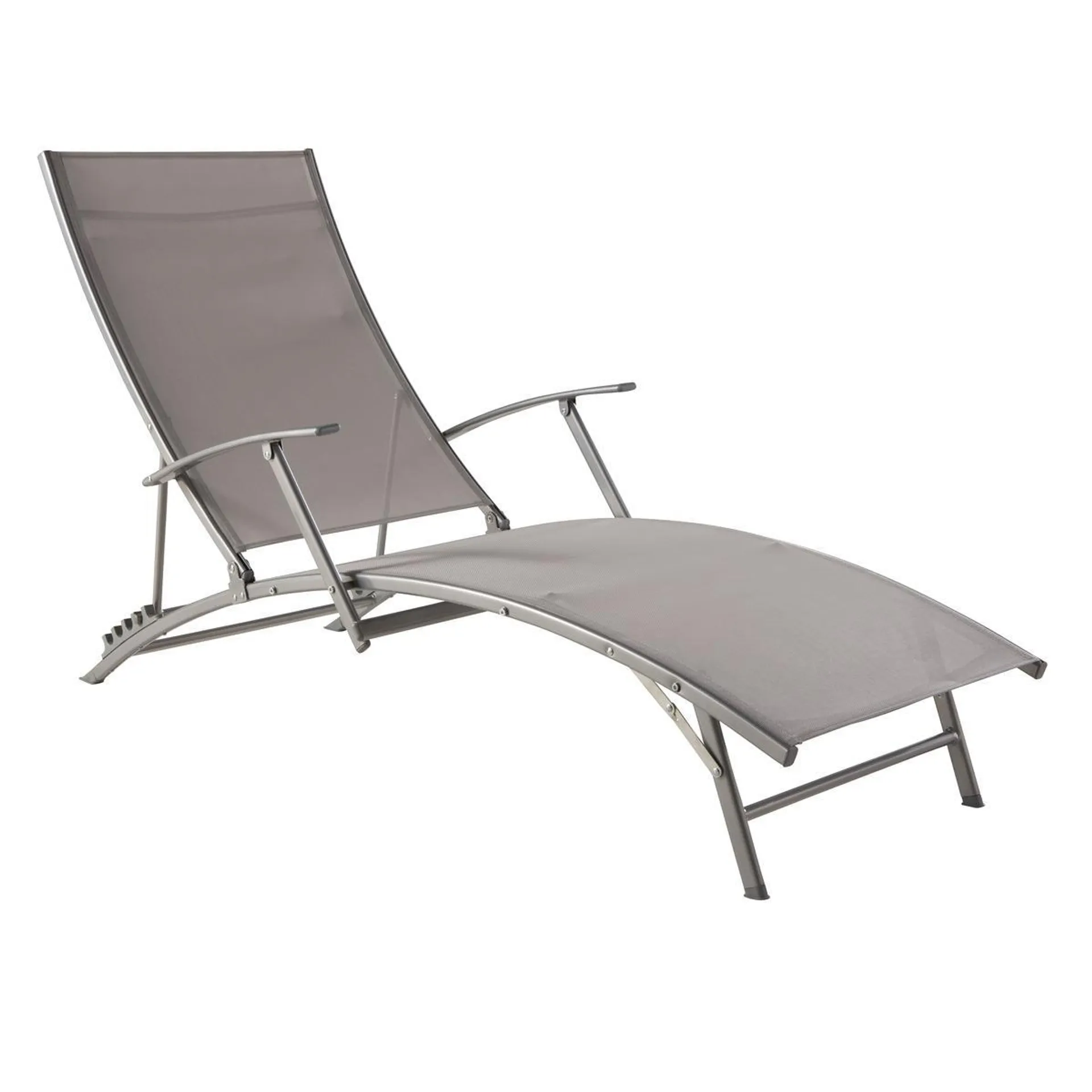 Bain de soleil Hawaï avec accoudoirs - 180 x 64 x H 94 cm - Gris