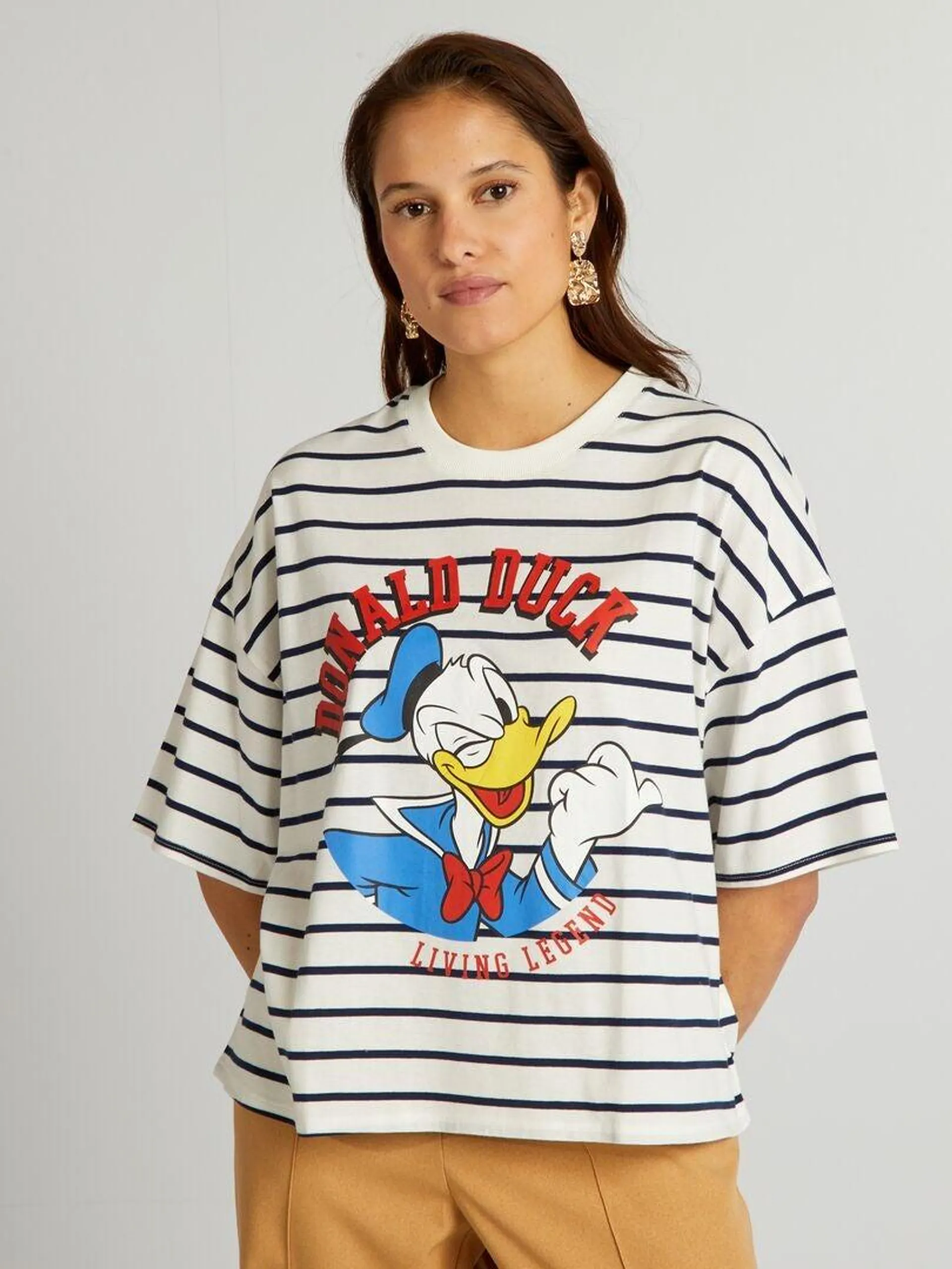 T-shirt 'Donald Duck' de 'Disney' en coton - Bleu marine/blanc