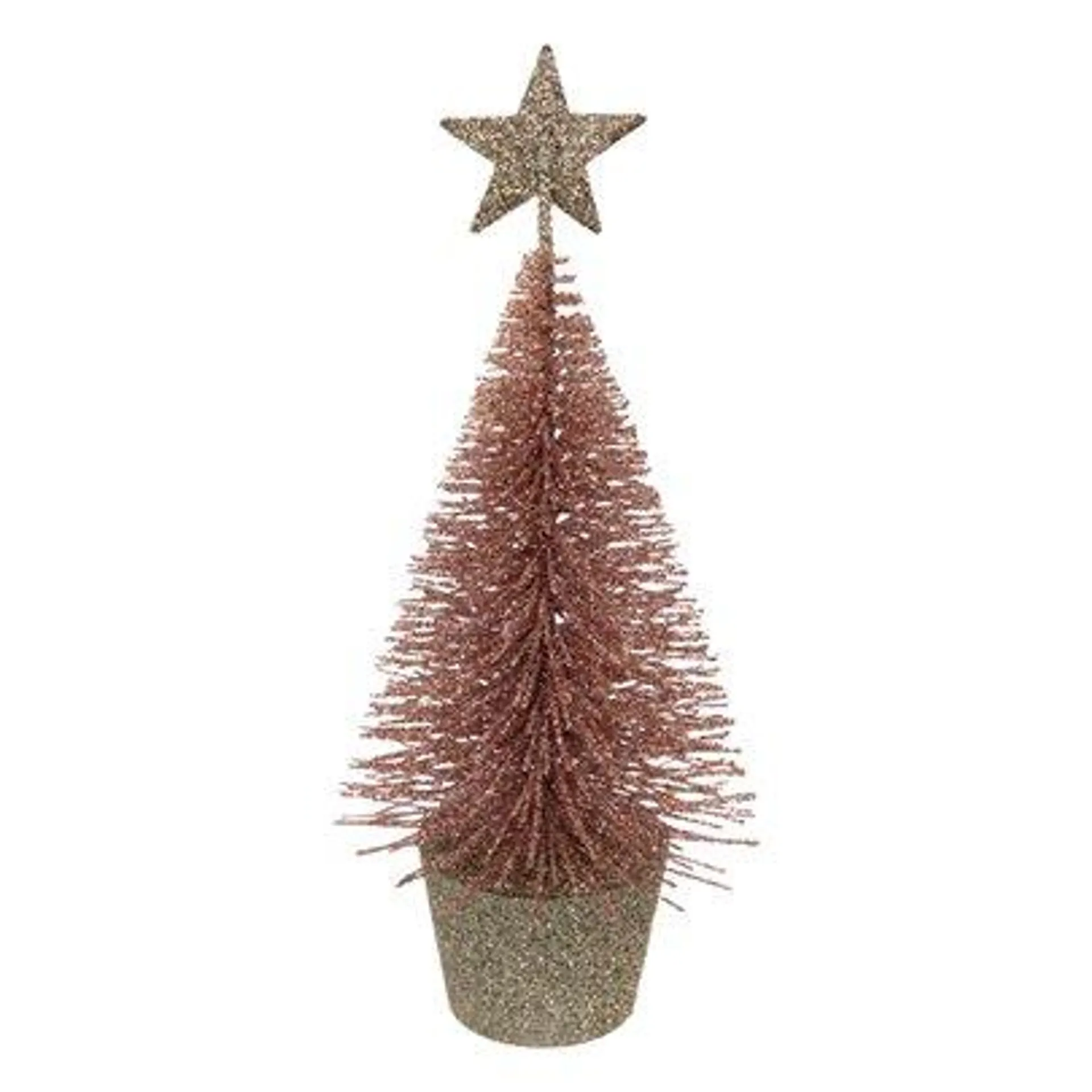 Sapin de table paillette 14 cm rose