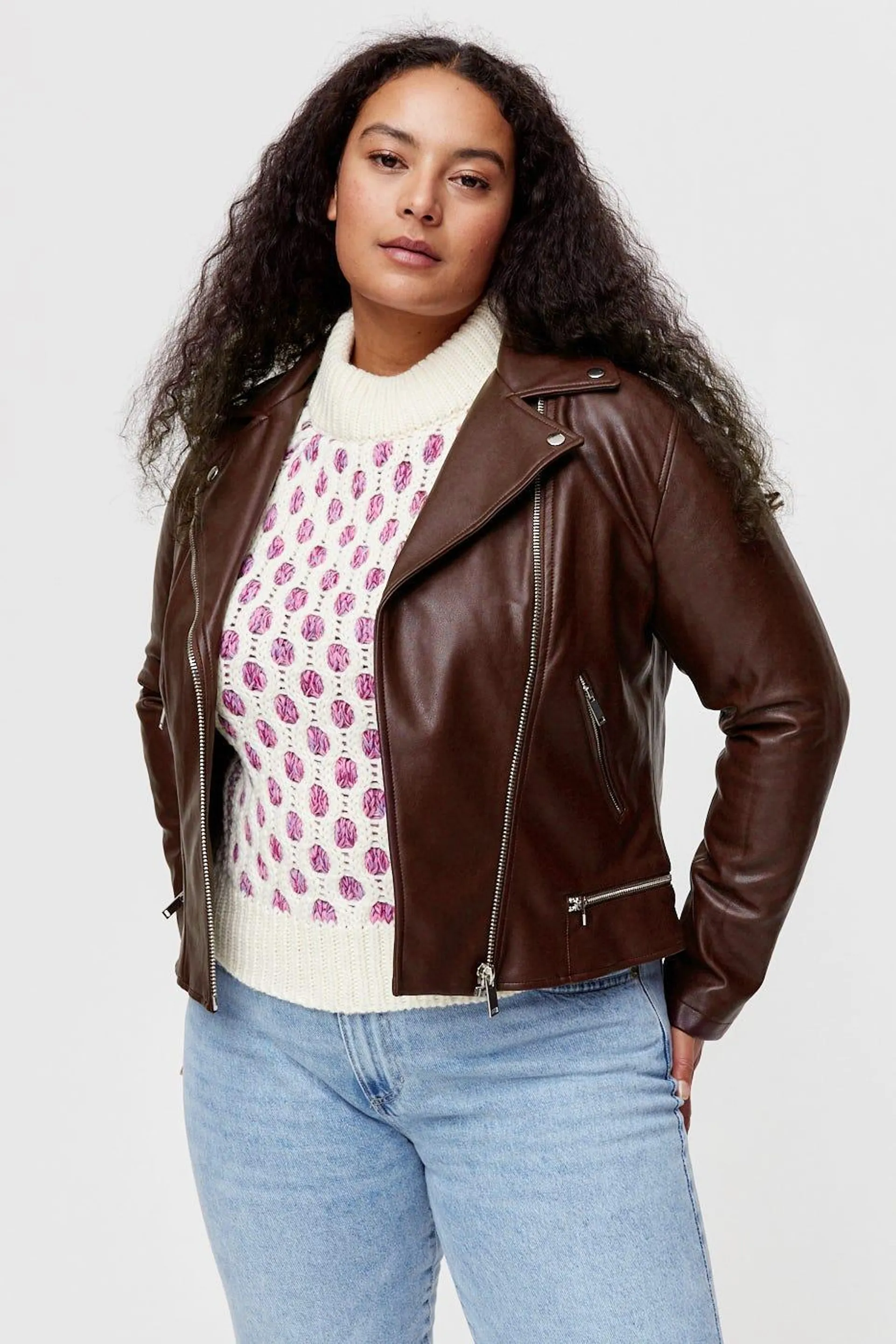 Blouson effet cuir Femme - Bordeaux