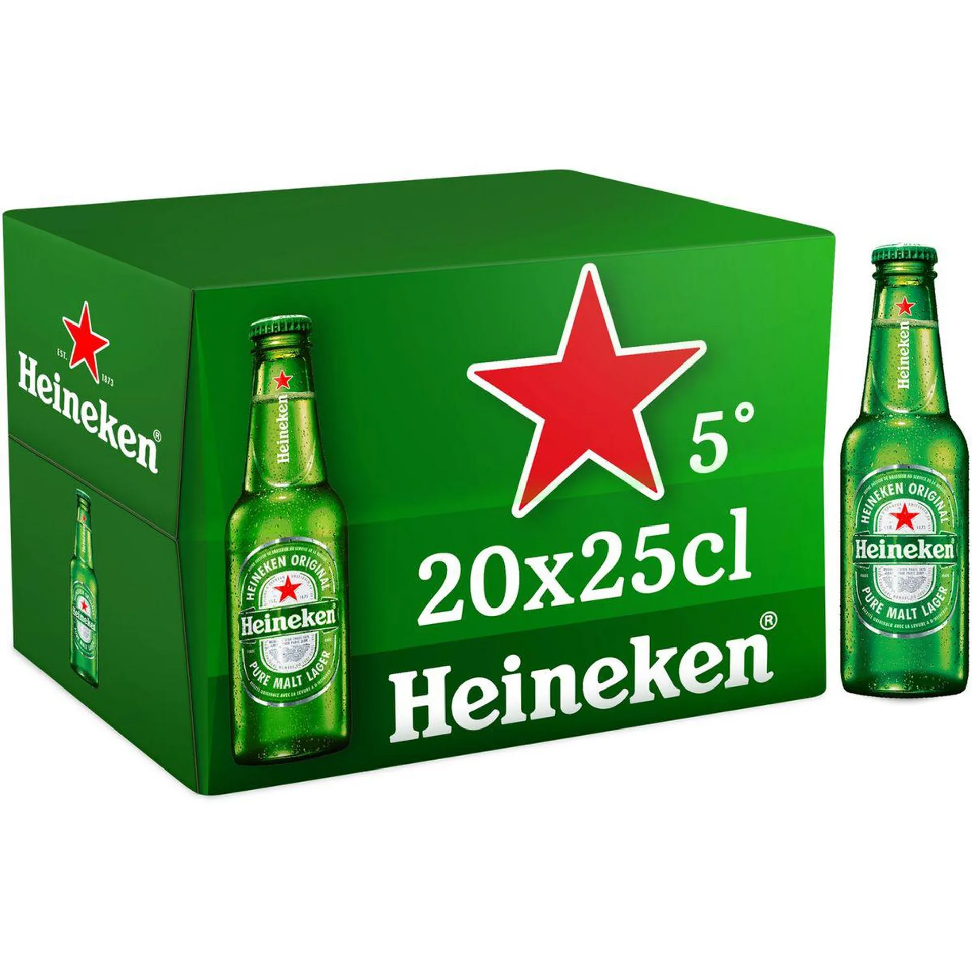 HEINEKEN Bière blonde premium 5% bouteilles 20x25cl