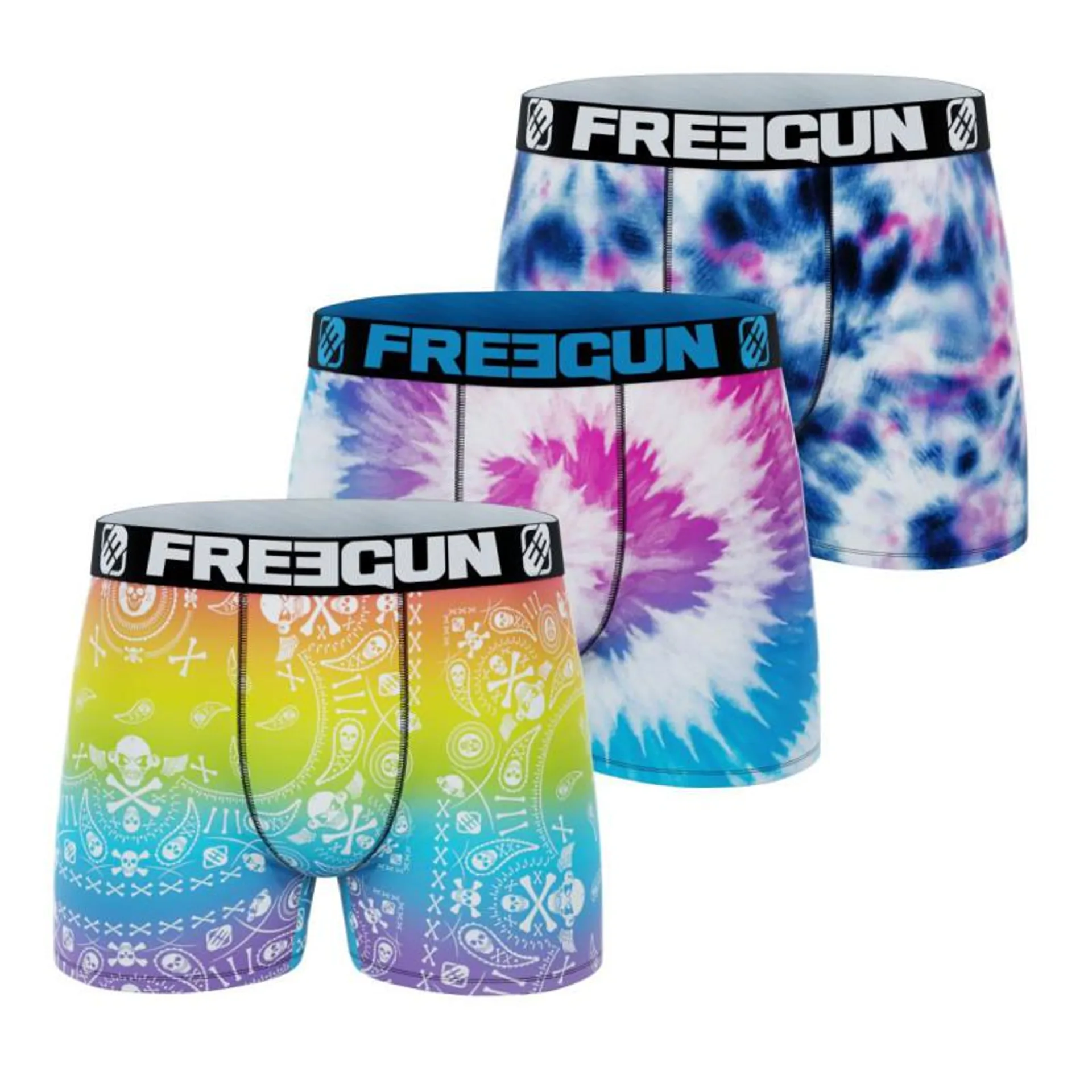 Lot de 3 Boxers Homme Microfibre Imprimés Rainbow | FREEGUN