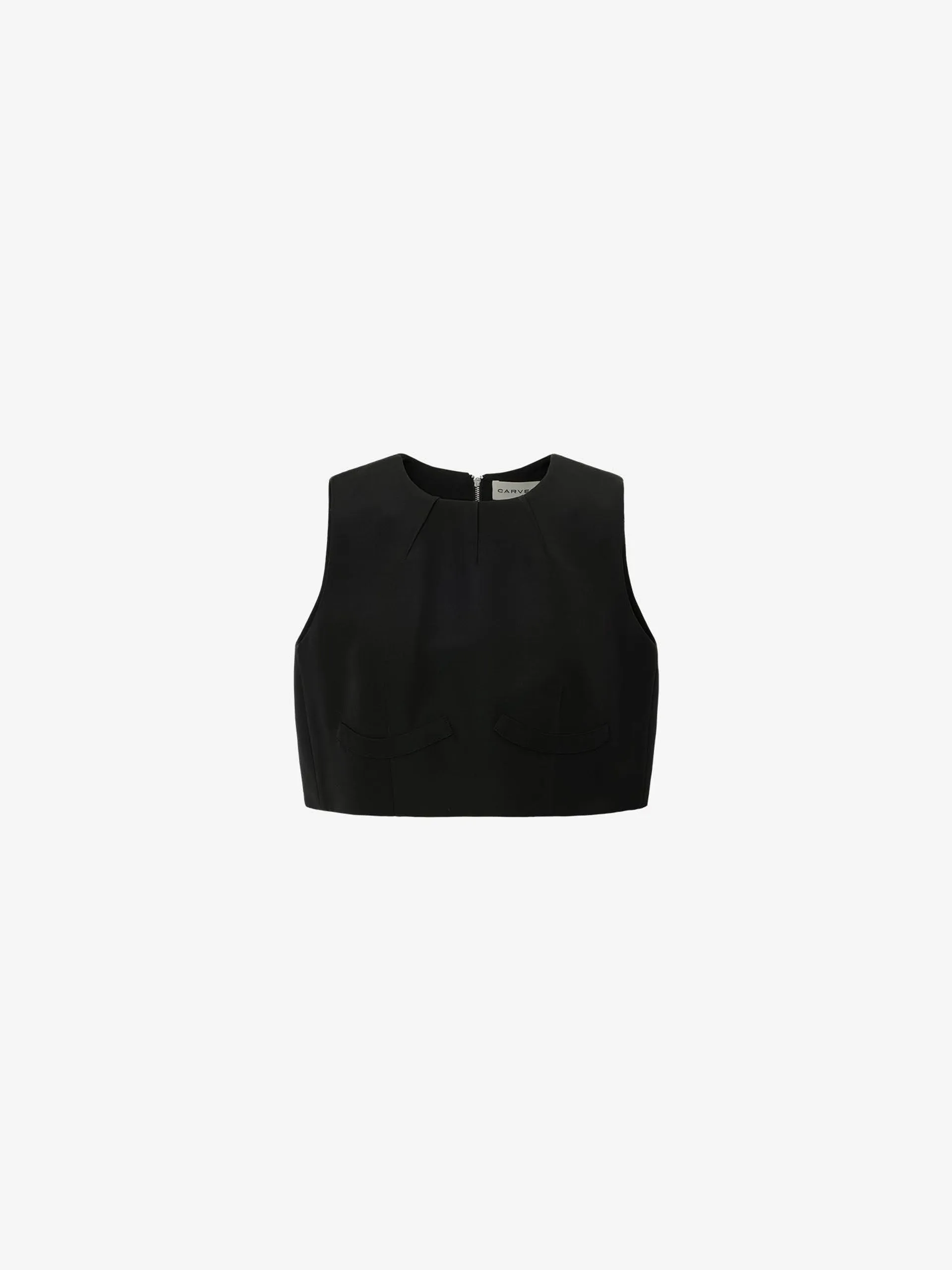 EZER CROPPED BLOUSE IN BLACK SILK AND WOOL