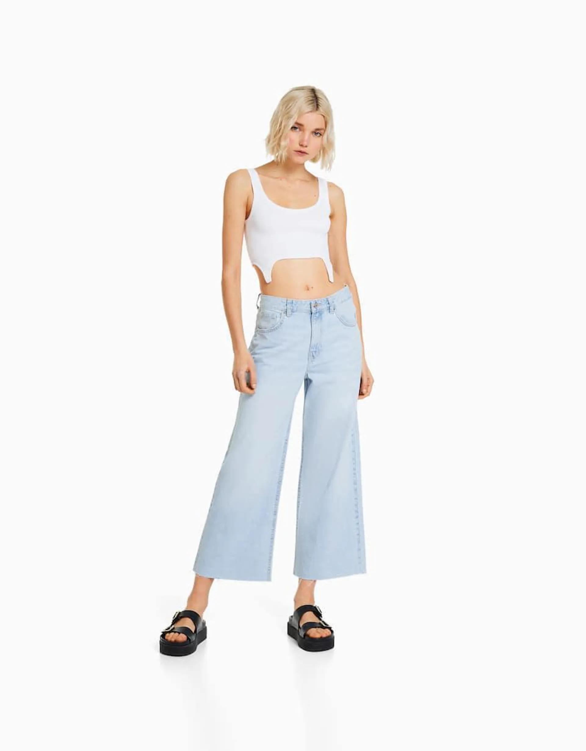 Jean cropped wide leg