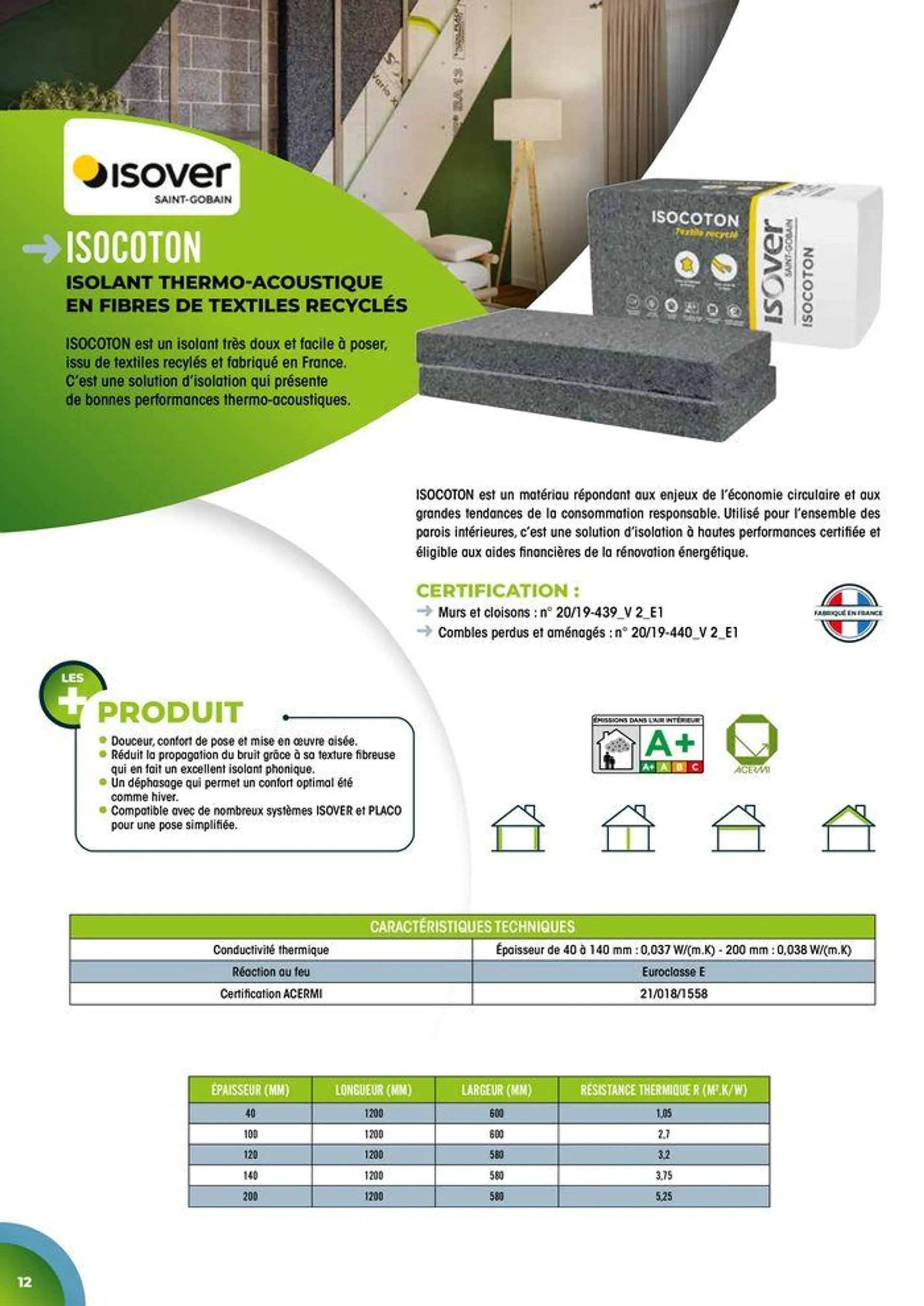 Isolation Biosourcée & recyclée du 1 juillet au 31 juillet 2024 - Catalogue page 12