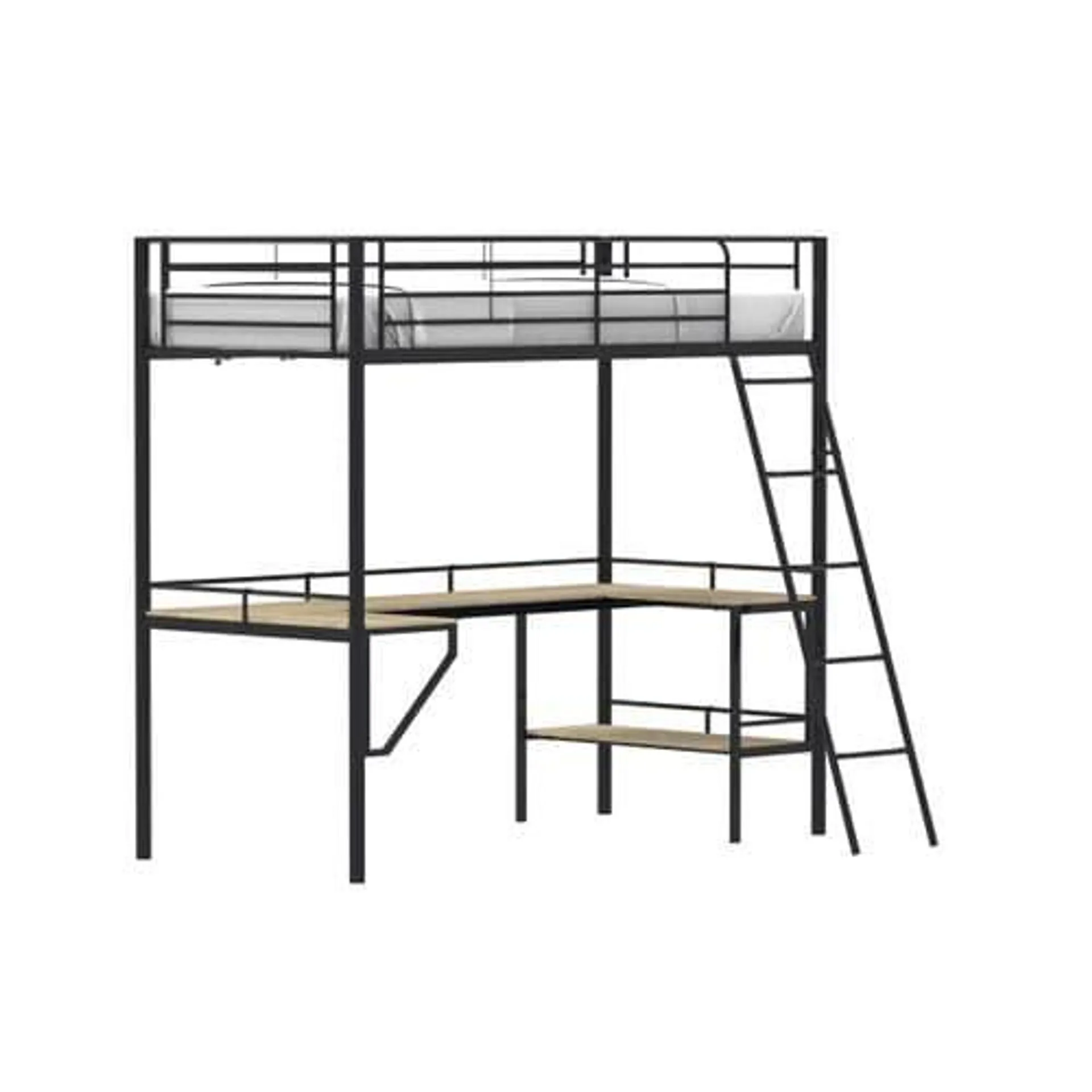 Lit mezzanine 90x190 cm MARGA avec bureau noir